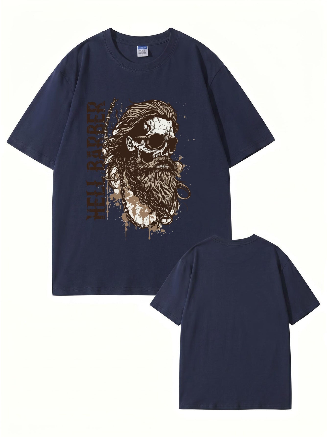 Hell Barber Skull Graphic Men's Premium Cotton T-Shirt