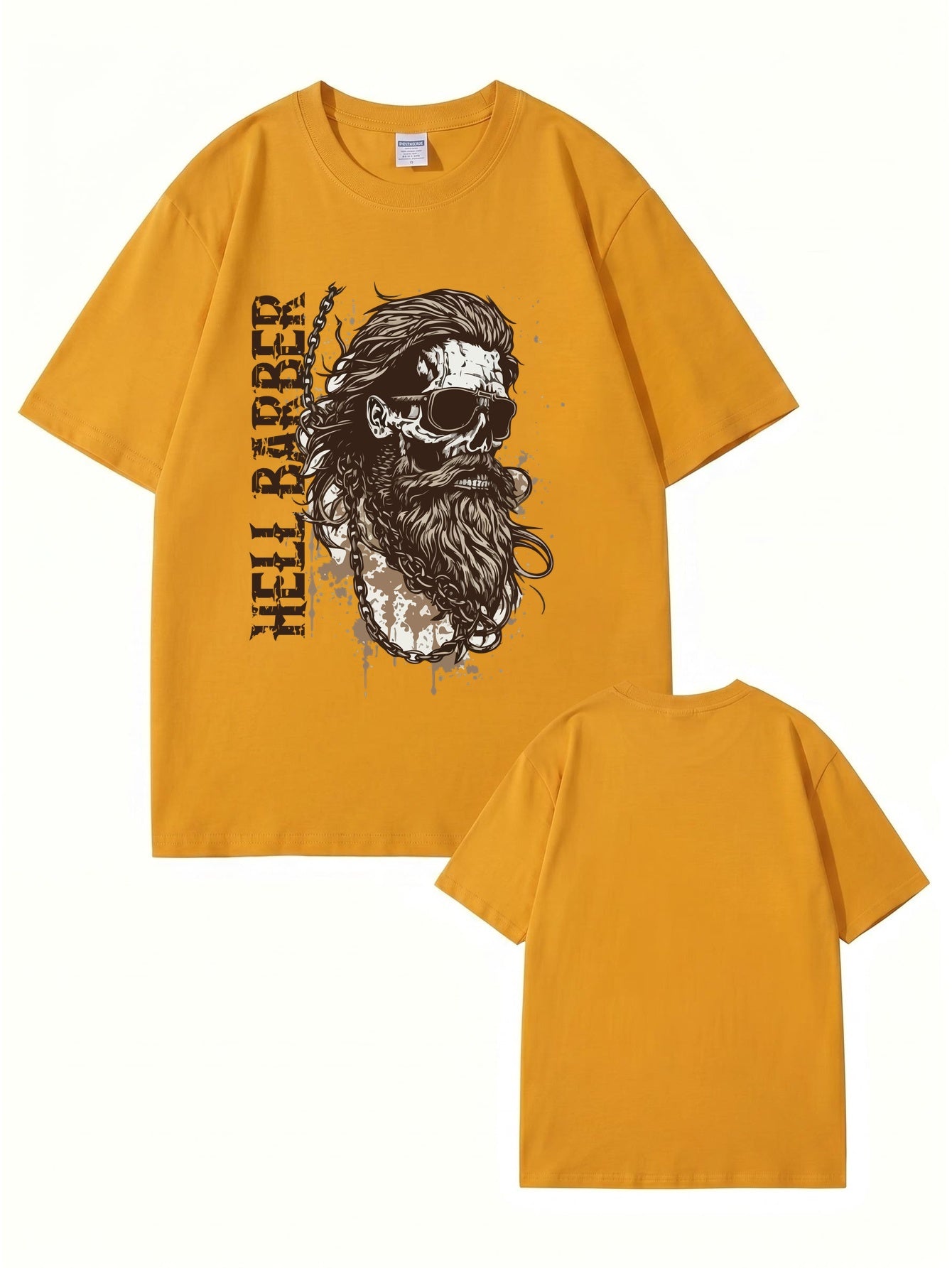 Hell Barber Skull Graphic Men's Premium Cotton T-Shirt