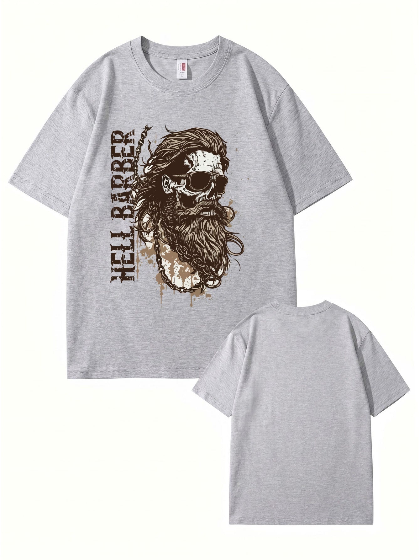 Hell Barber Skull Graphic Men's Premium Cotton T-Shirt