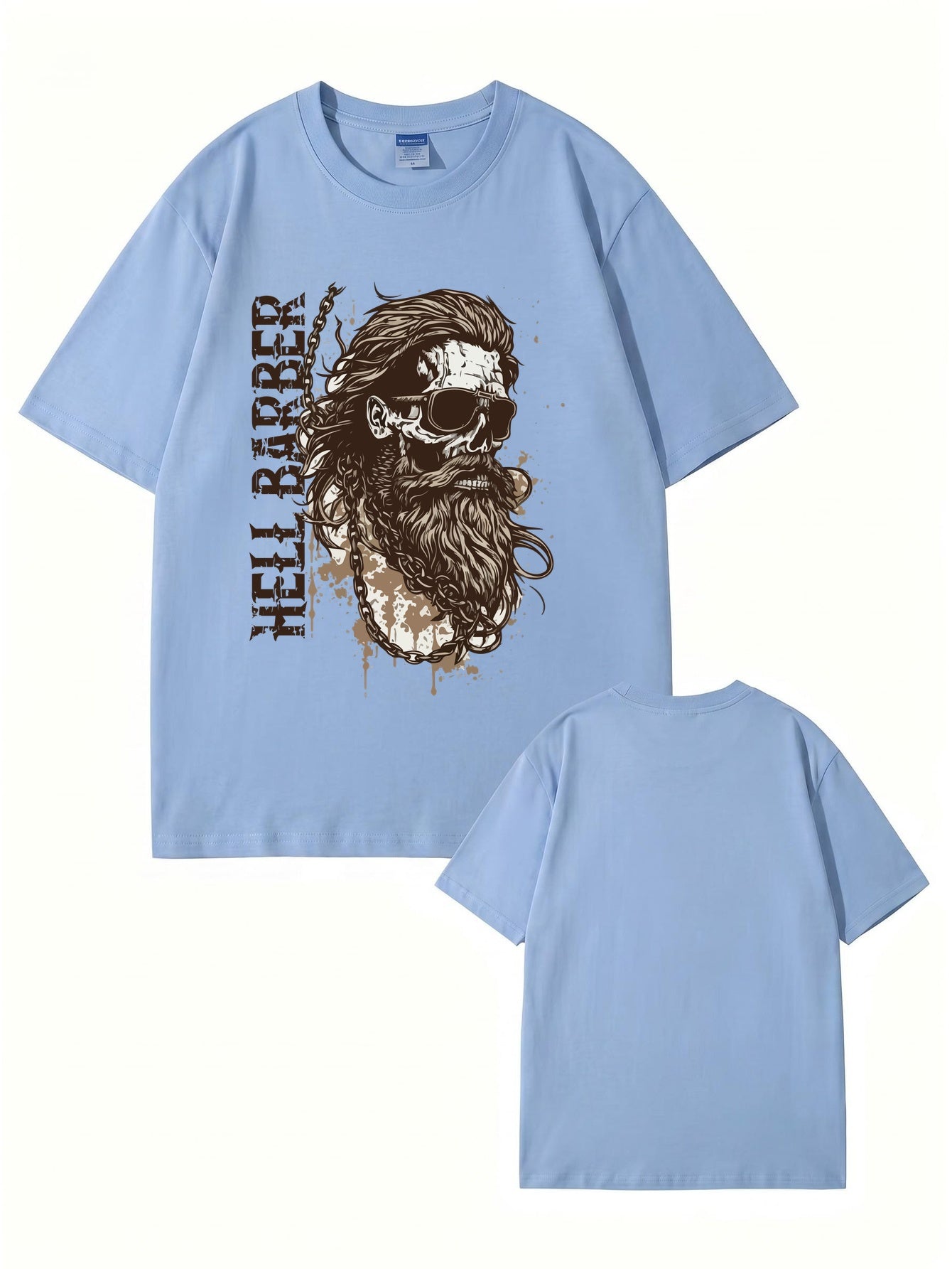 Hell Barber Skull Graphic Men's Premium Cotton T-Shirt