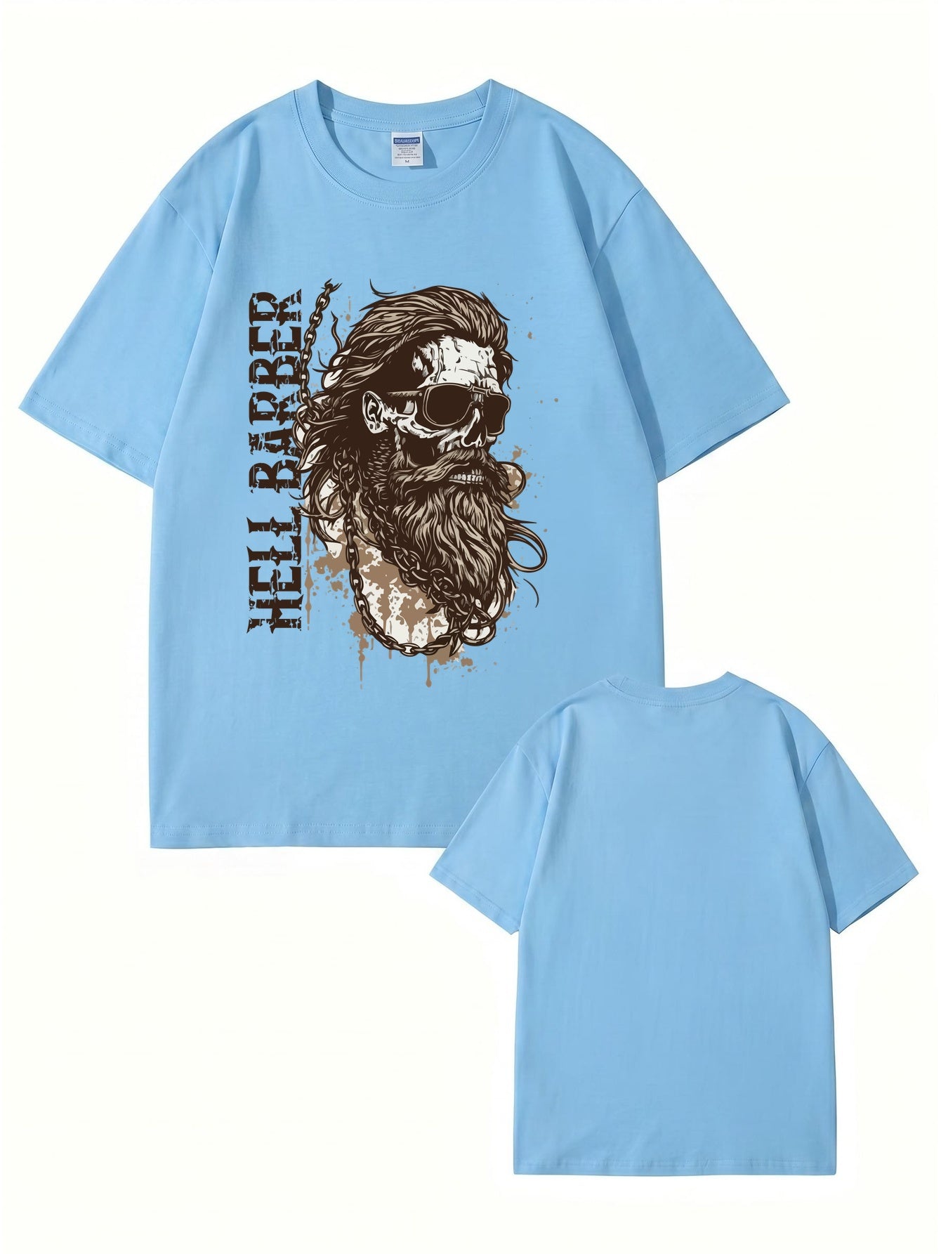 Hell Barber Skull Graphic Men's Premium Cotton T-Shirt