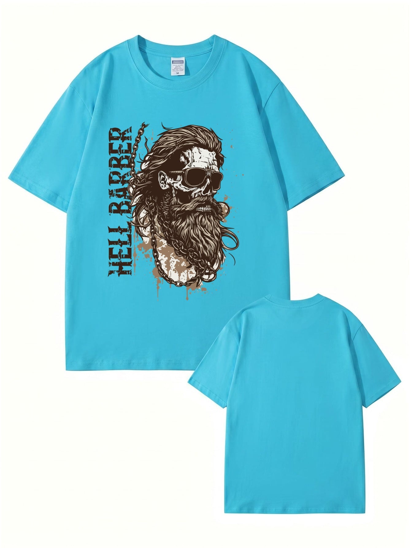 Hell Barber Skull Graphic Men's Premium Cotton T-Shirt