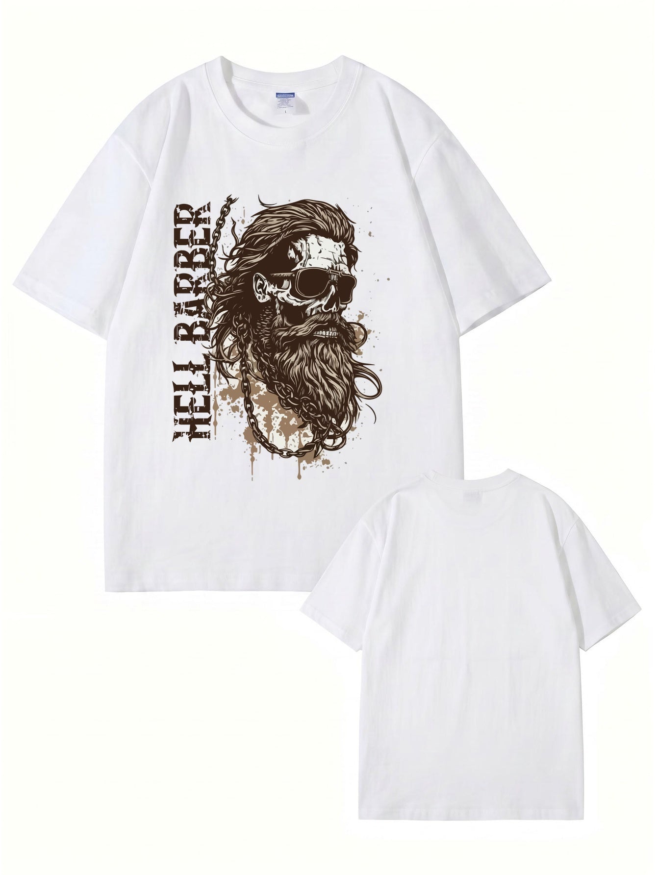 Hell Barber Skull Graphic Men's Premium Cotton T-Shirt