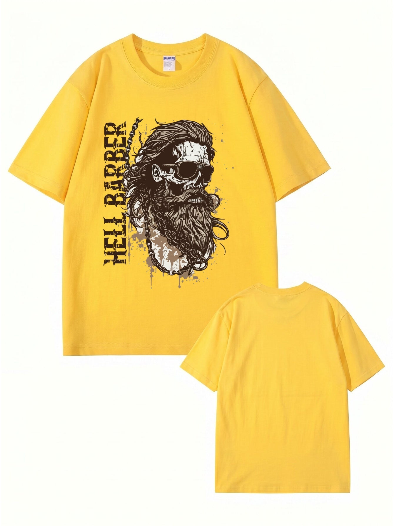 Hell Barber Skull Graphic Men's Premium Cotton T-Shirt