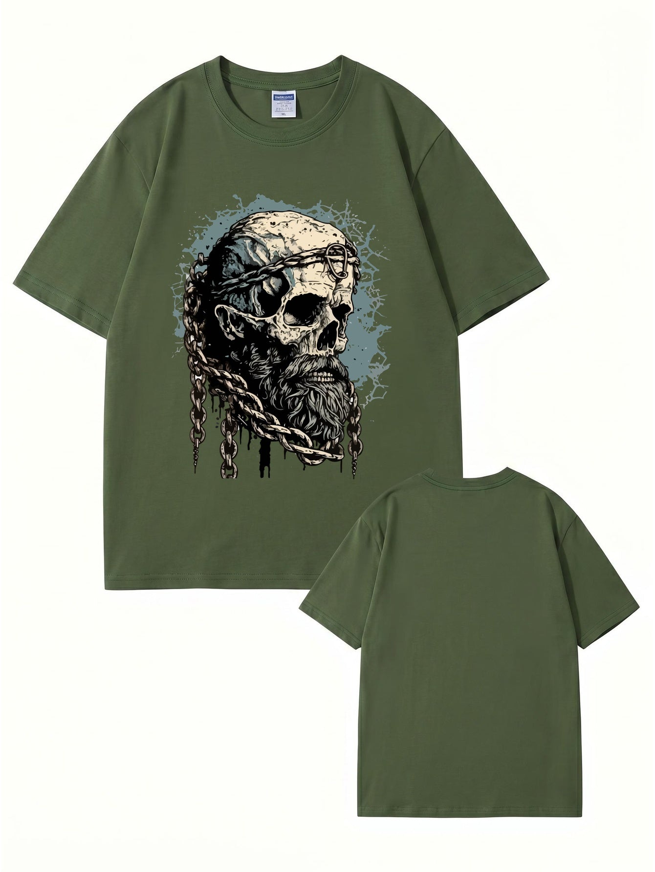 Viking Skull Chains Graphic T-Shirt - Premium 200gsm Cotton Streetwear