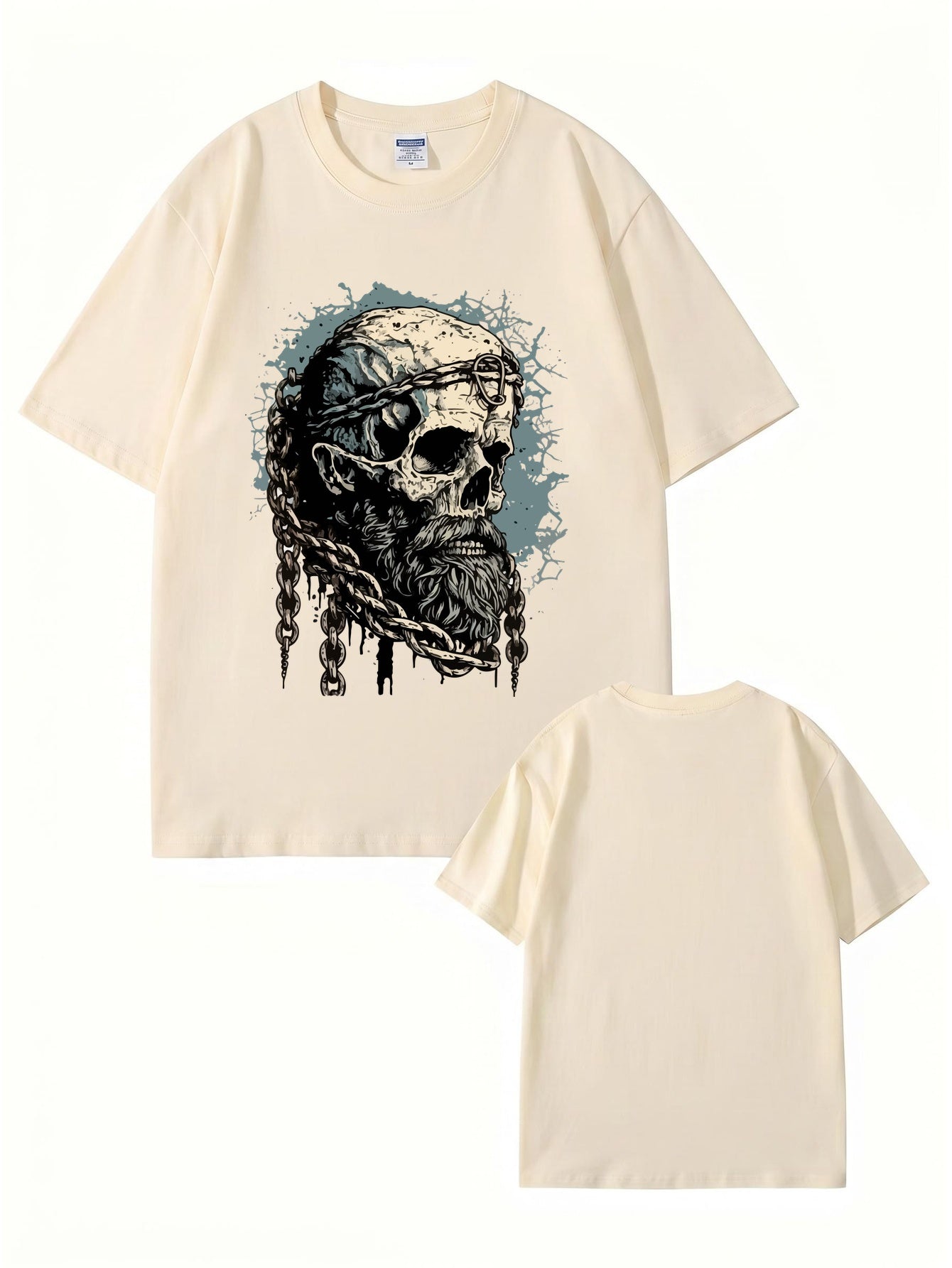 Viking Skull Chains Graphic T-Shirt - Premium 200gsm Cotton Streetwear