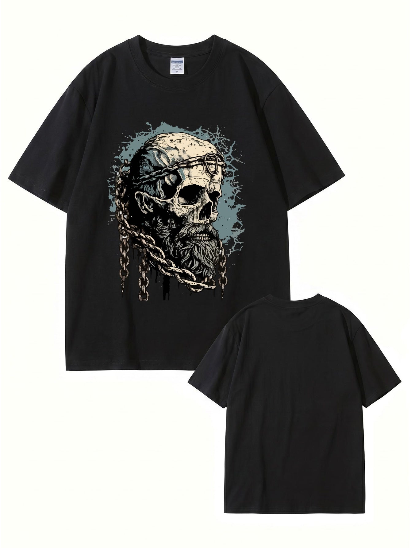 Viking Skull Chains Graphic T-Shirt - Premium 200gsm Cotton Streetwear