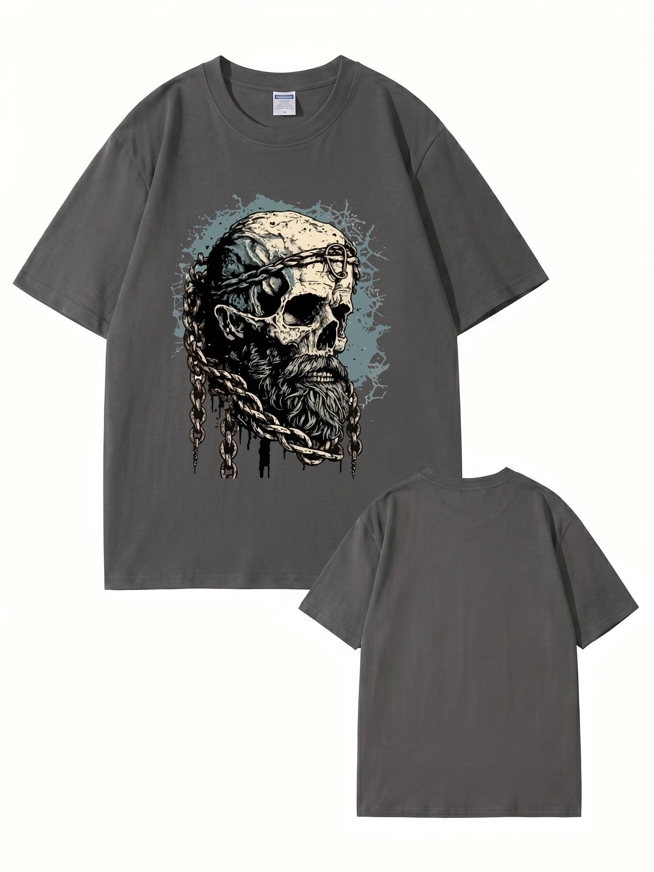 Viking Skull Chains Graphic T-Shirt - Premium 200gsm Cotton Streetwear