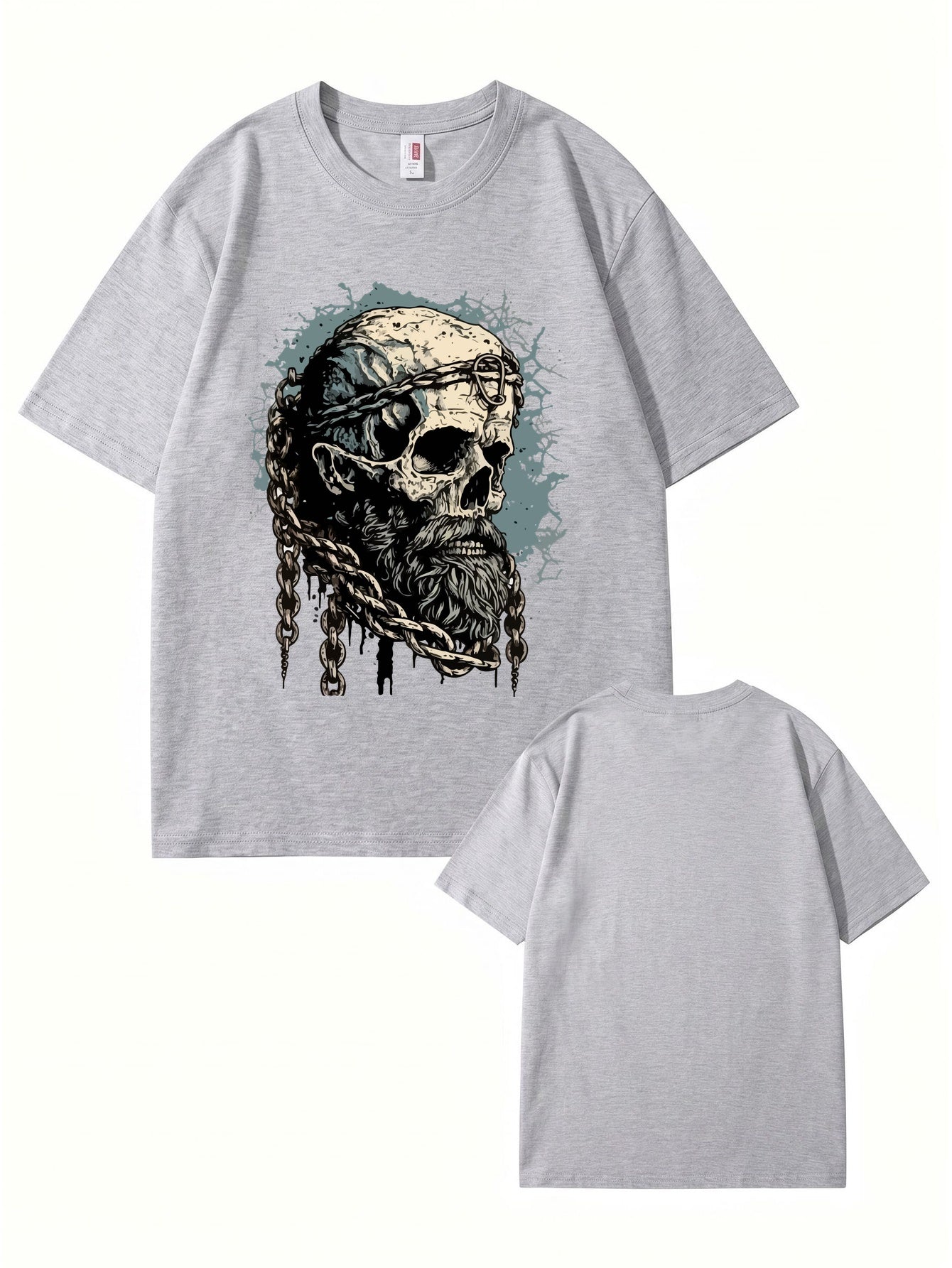 Viking Skull Chains Graphic T-Shirt - Premium 200gsm Cotton Streetwear