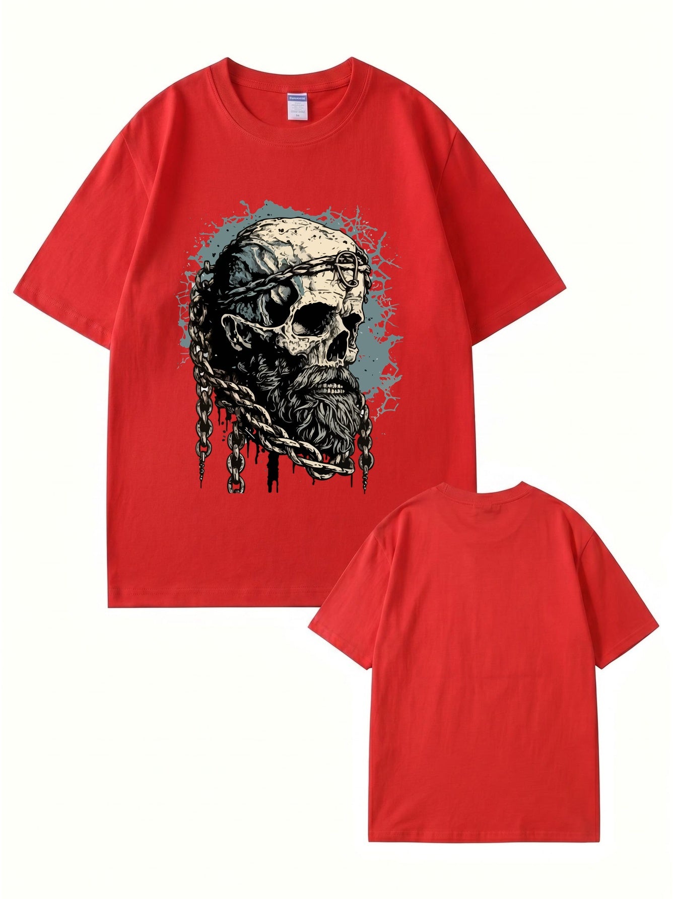 Viking Skull Chains Graphic T-Shirt - Premium 200gsm Cotton Streetwear