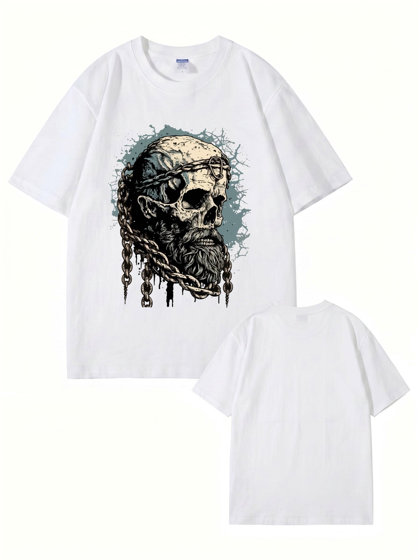 Viking Skull Chains Graphic T-Shirt - Premium 200gsm Cotton Streetwear