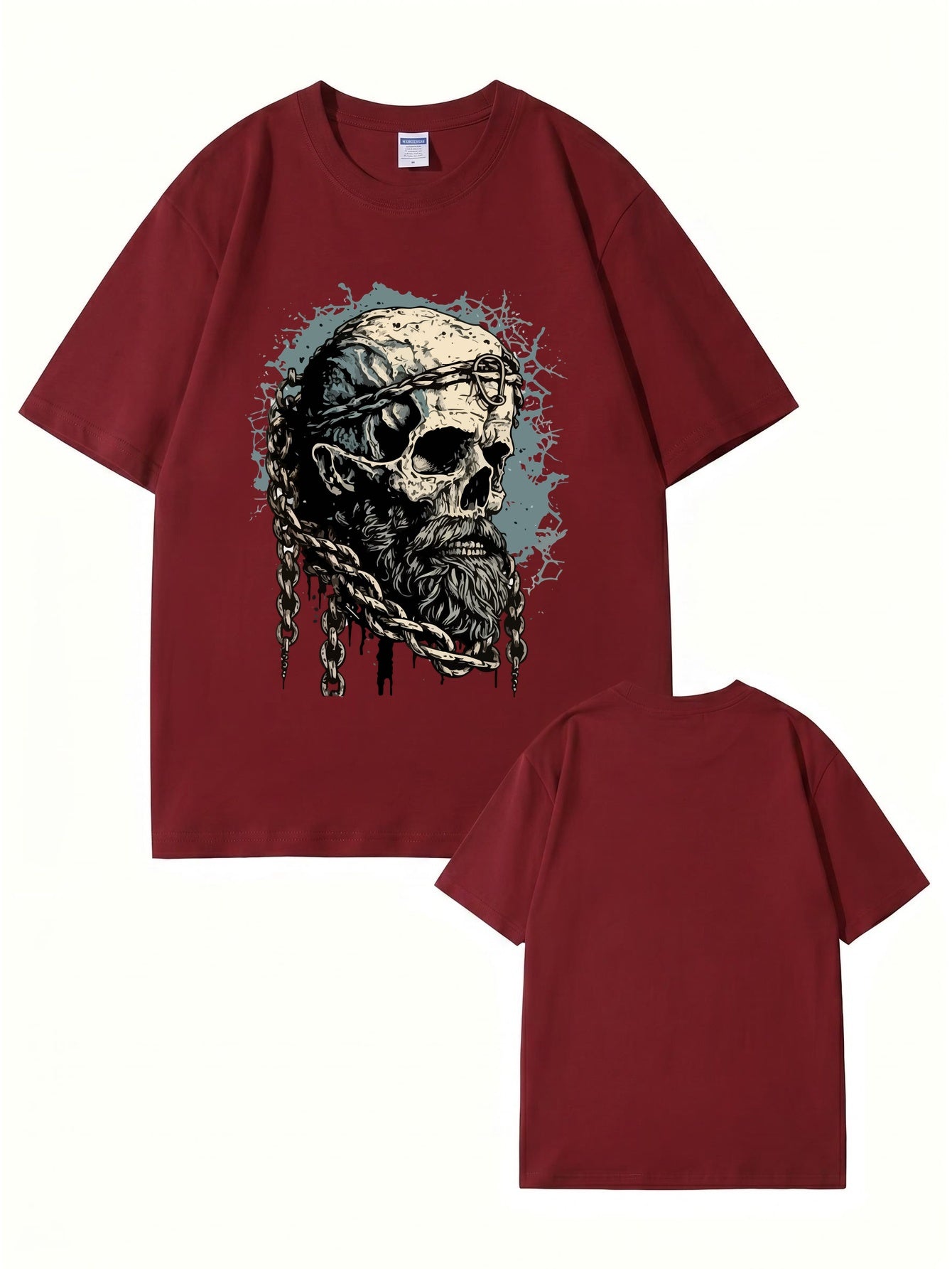 Viking Skull Chains Graphic T-Shirt - Premium 200gsm Cotton Streetwear