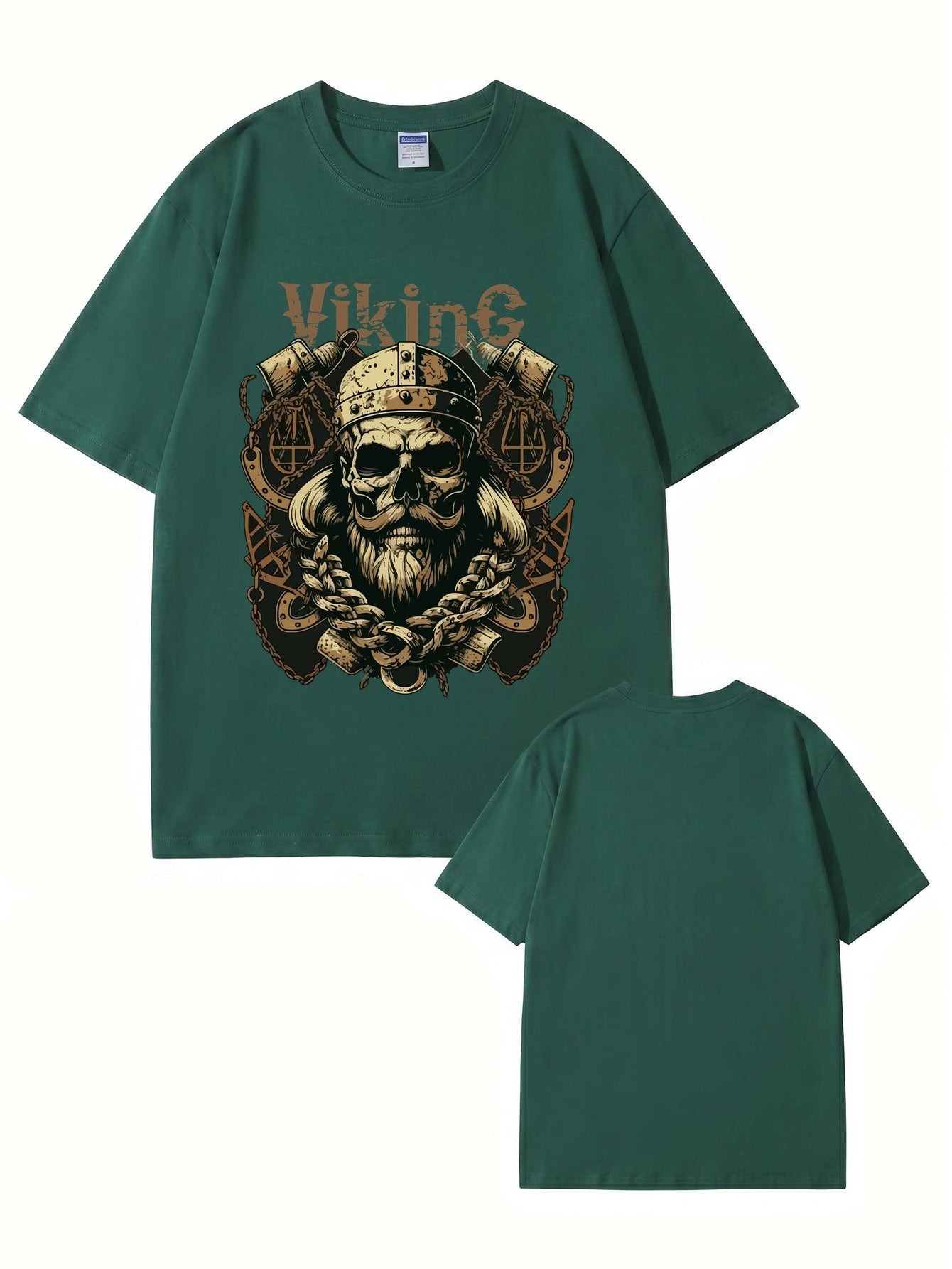 Viking Skull Graphic Print T-Shirt - Premium 200gsm Cotton Heavyweight Tee