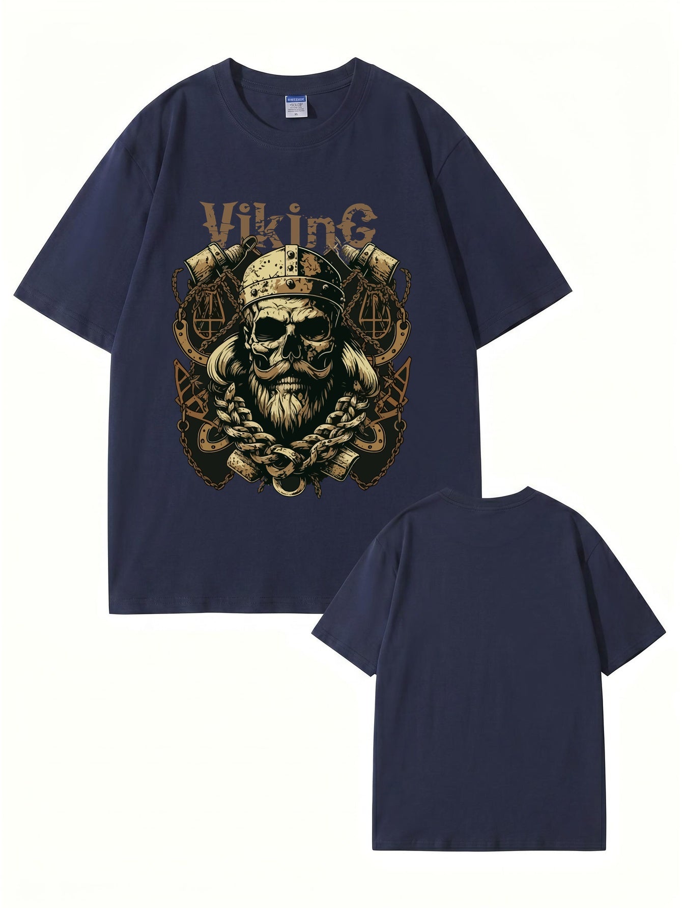 Viking Skull Graphic Print T-Shirt - Premium 200gsm Cotton Heavyweight Tee