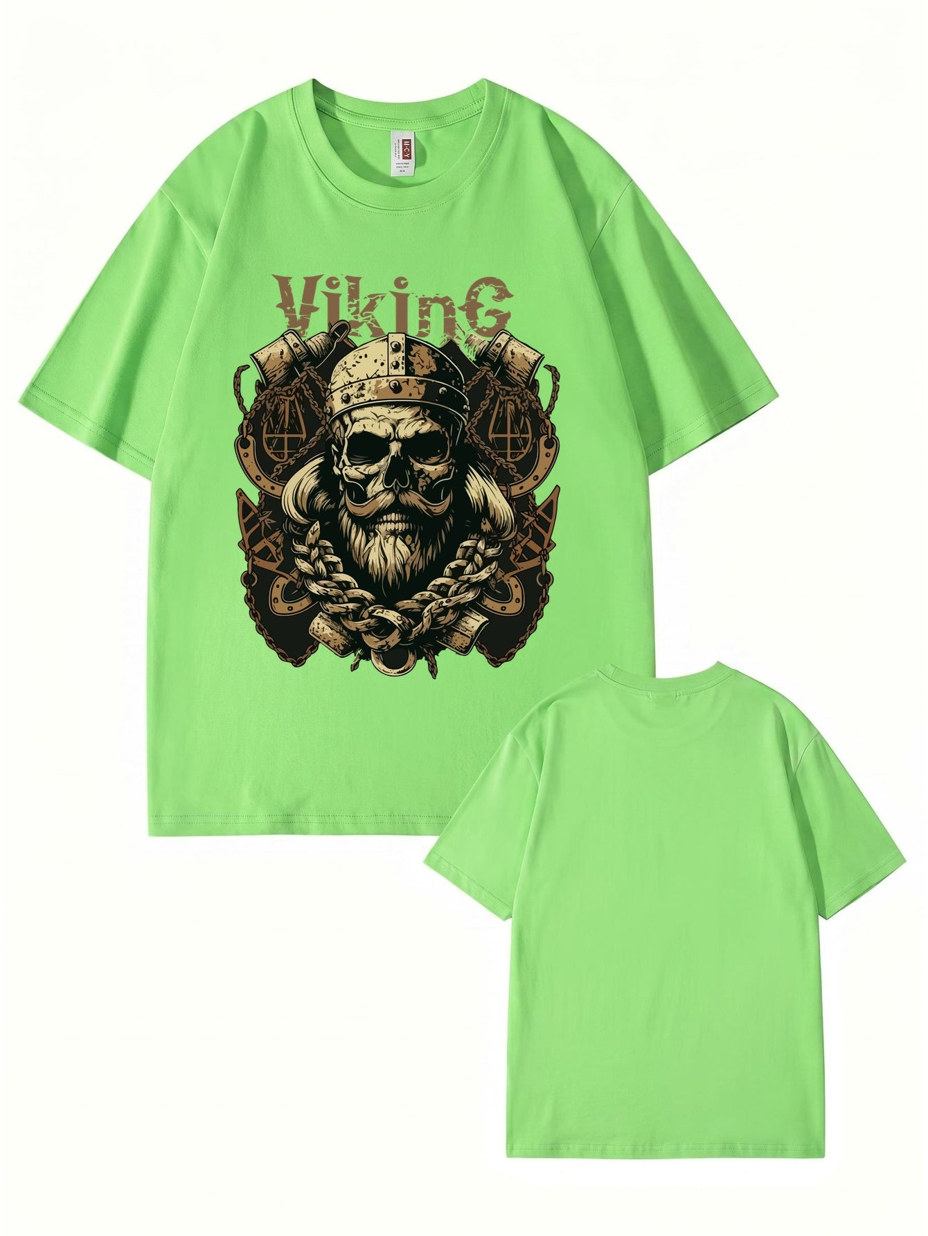 Viking Skull Graphic Print T-Shirt - Premium 200gsm Cotton Heavyweight Tee