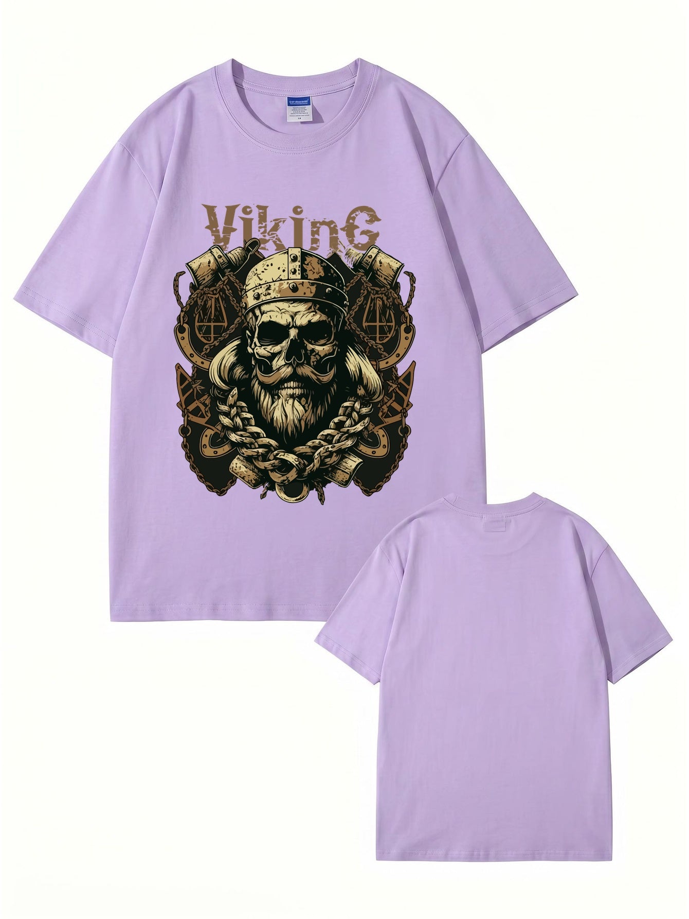 Viking Skull Graphic Print T-Shirt - Premium 200gsm Cotton Heavyweight Tee
