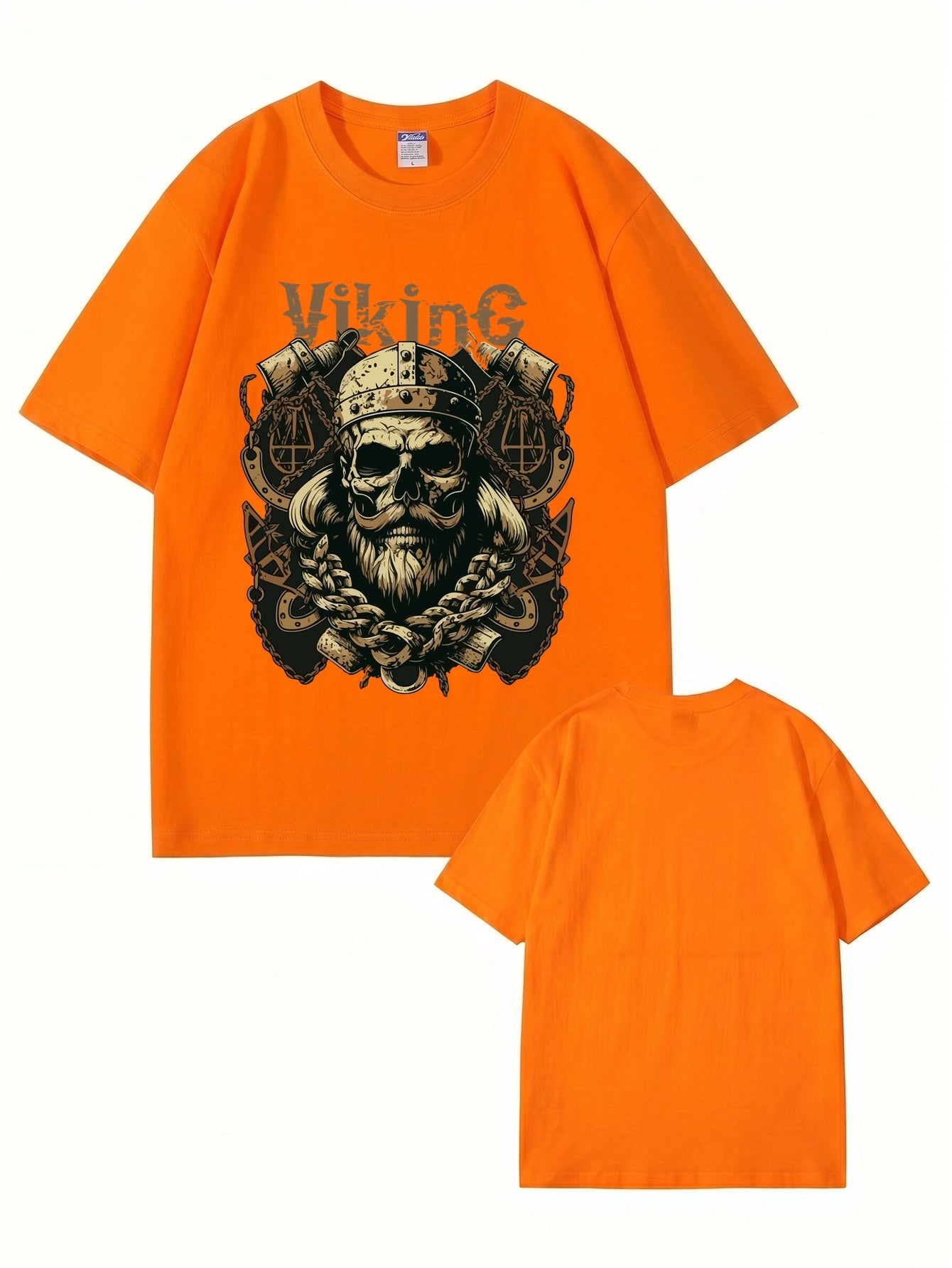 Viking Skull Graphic Print T-Shirt - Premium 200gsm Cotton Heavyweight Tee