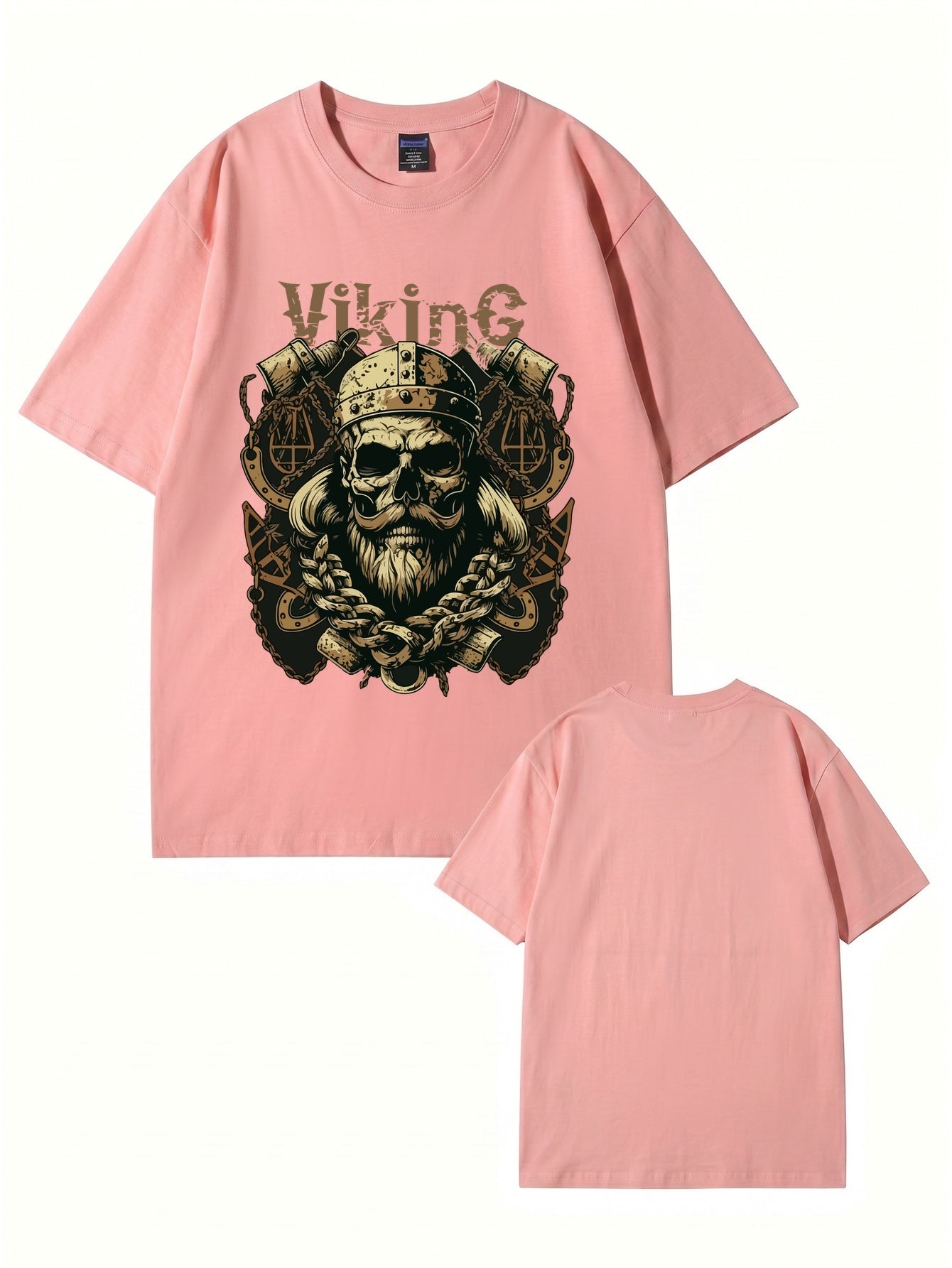 Viking Skull Graphic Print T-Shirt - Premium 200gsm Cotton Heavyweight Tee