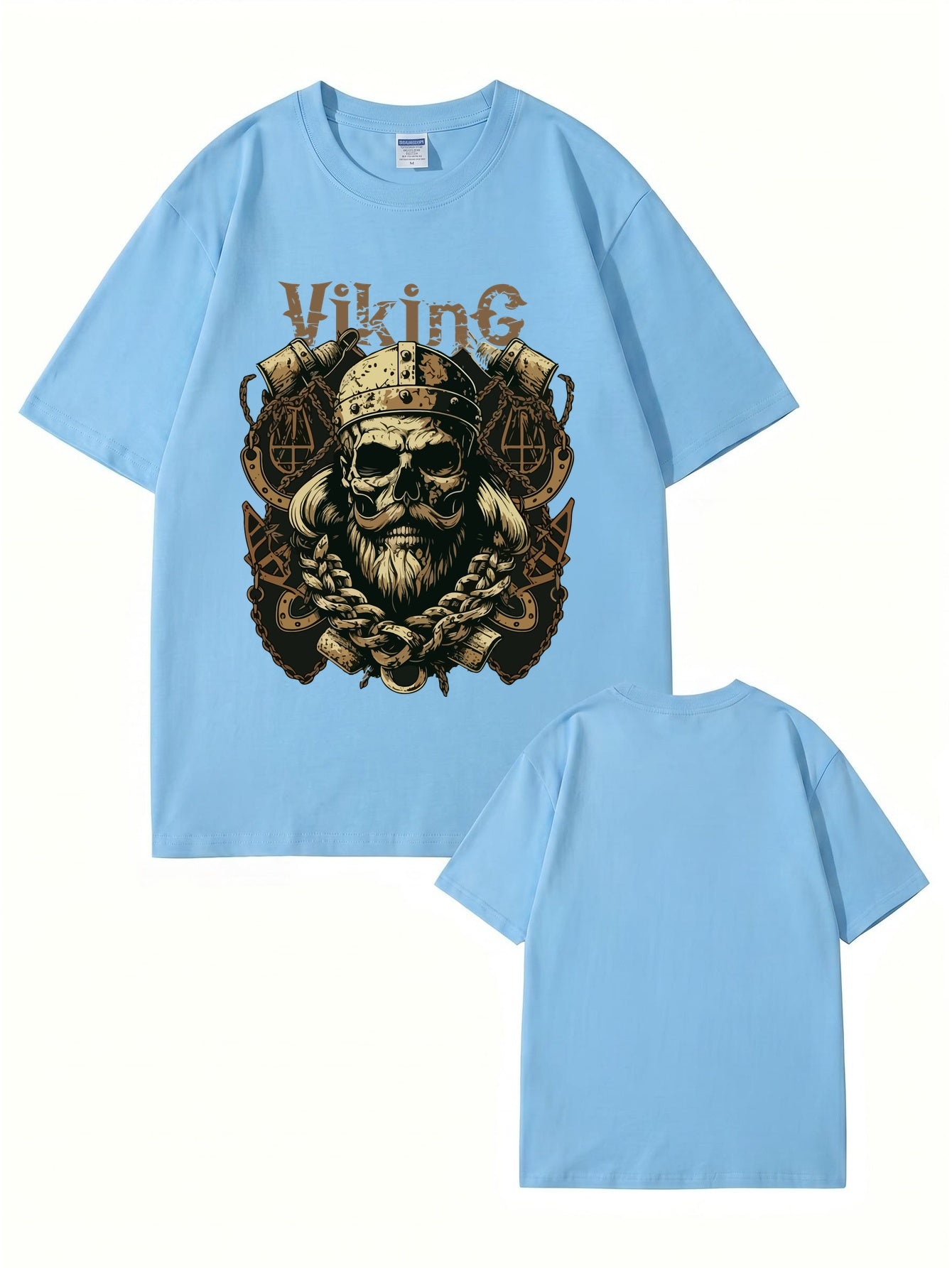 Viking Skull Graphic Print T-Shirt - Premium 200gsm Cotton Heavyweight Tee
