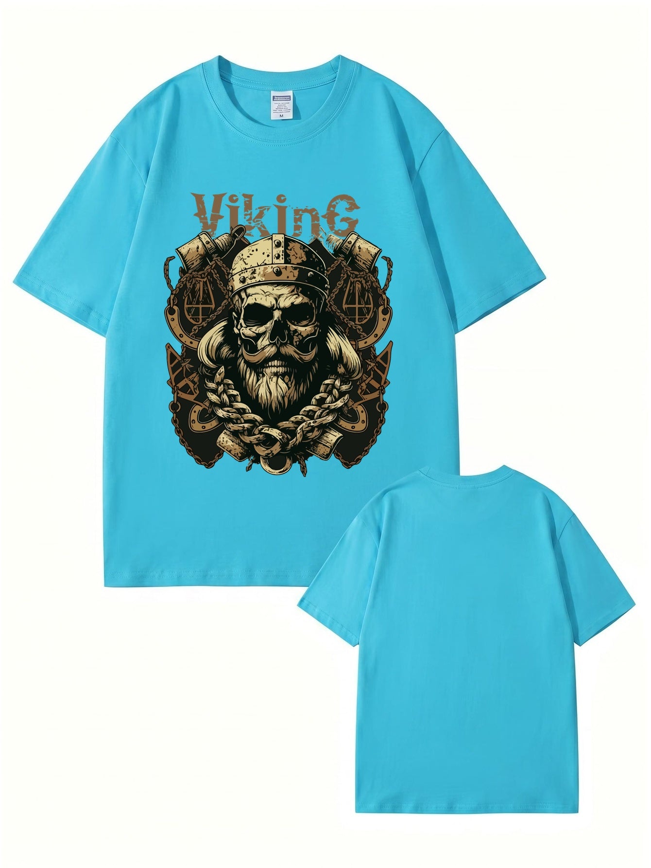 Viking Skull Graphic Print T-Shirt - Premium 200gsm Cotton Heavyweight Tee