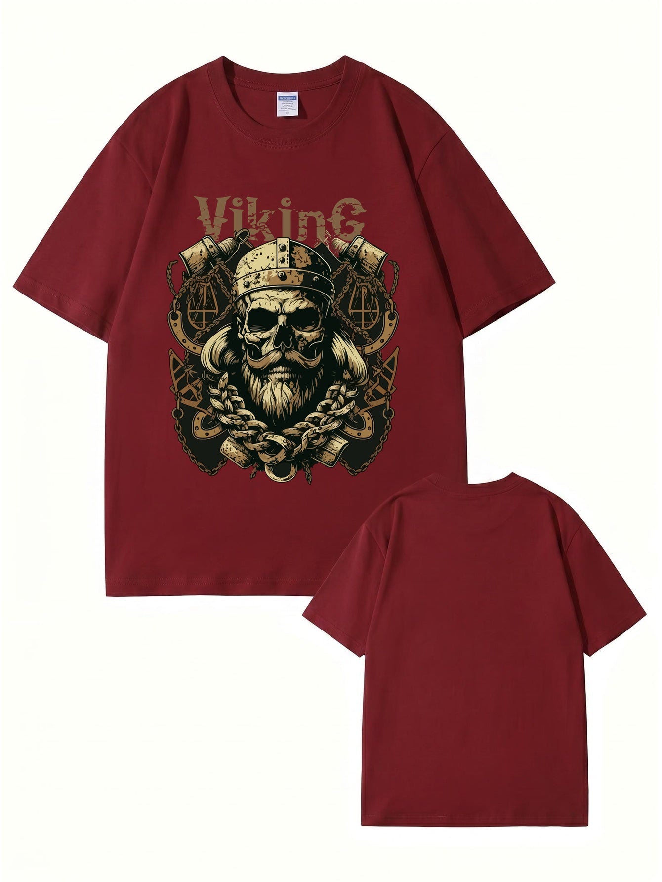 Viking Skull Graphic Print T-Shirt - Premium 200gsm Cotton Heavyweight Tee
