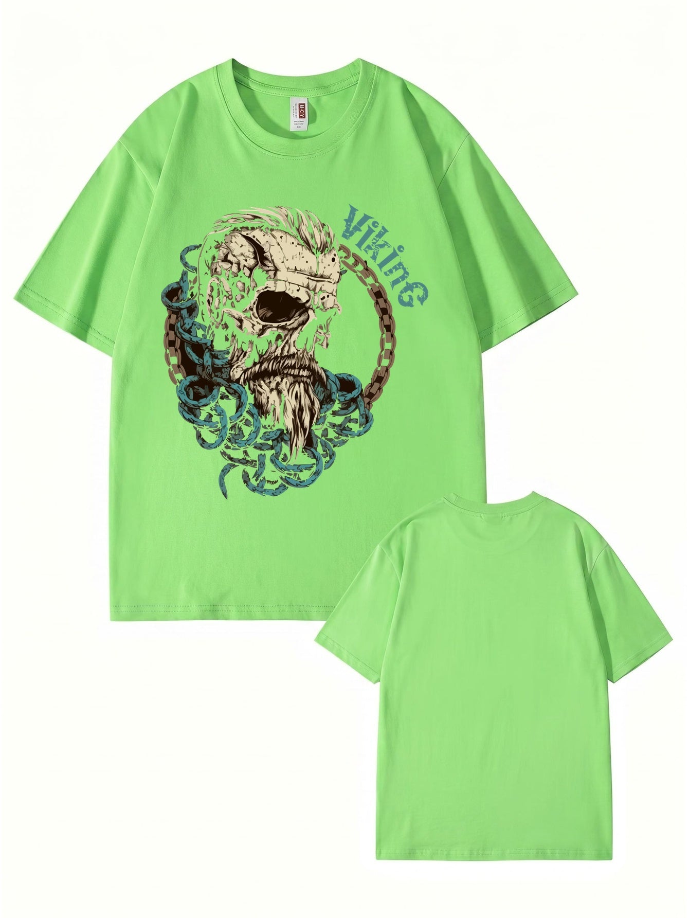 Viking Skull Graphic Print Men's 200gsm Heavyweight Cotton T-Shirt