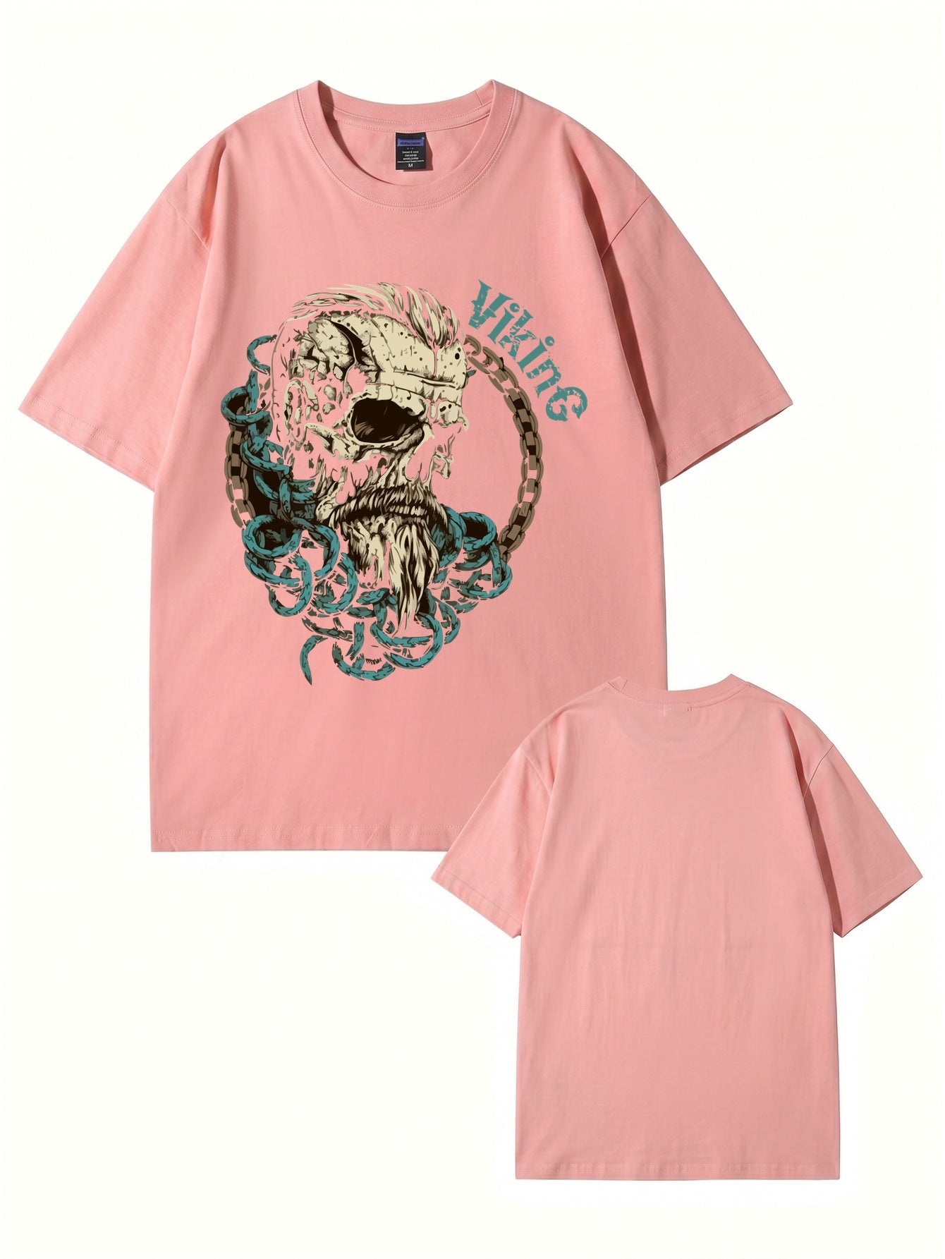 Viking Skull Graphic Print Men's 200gsm Heavyweight Cotton T-Shirt