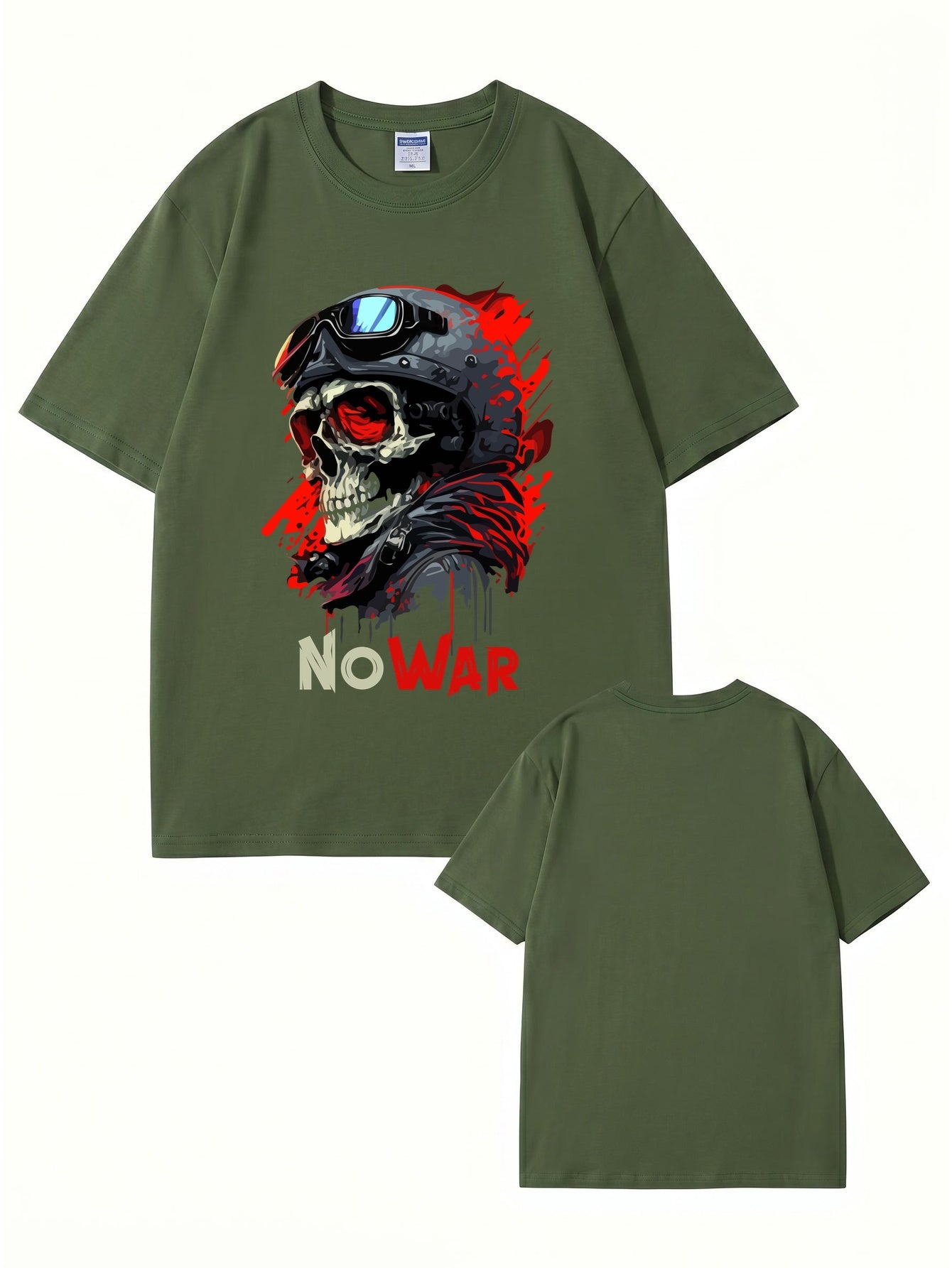 No War Skull Graphic T-Shirt - Premium Heavyweight Cotton Tee