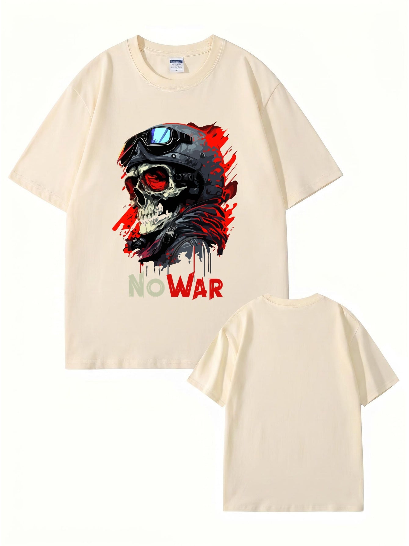 No War Skull Graphic T-Shirt - Premium Heavyweight Cotton Tee