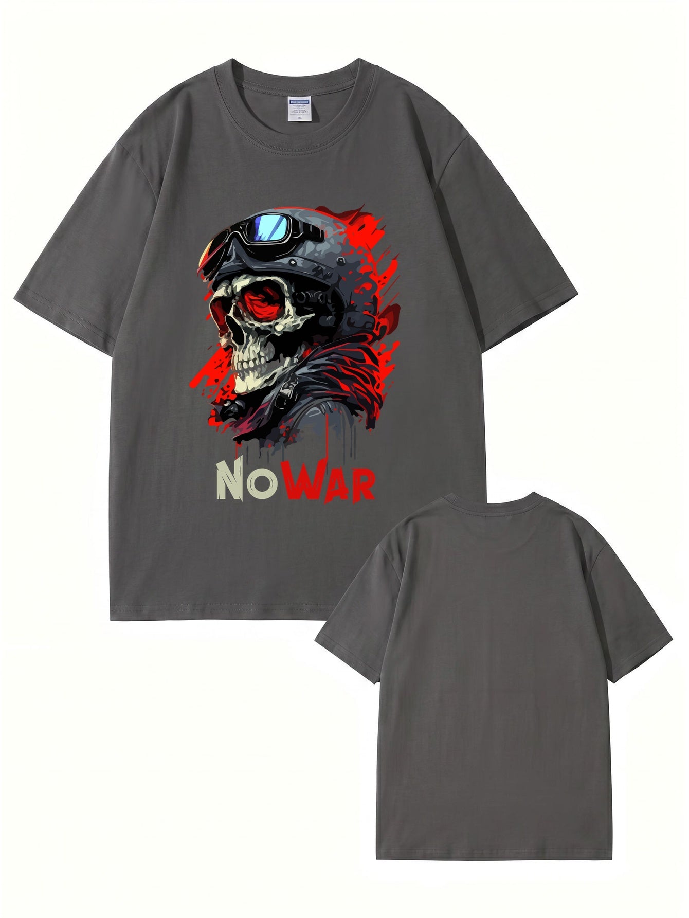No War Skull Graphic T-Shirt - Premium Heavyweight Cotton Tee
