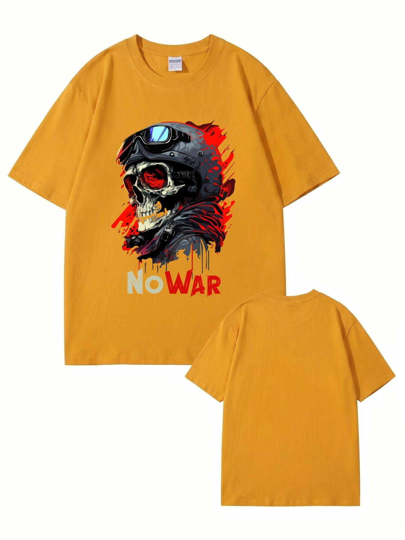 No War Skull Graphic T-Shirt - Premium Heavyweight Cotton Tee