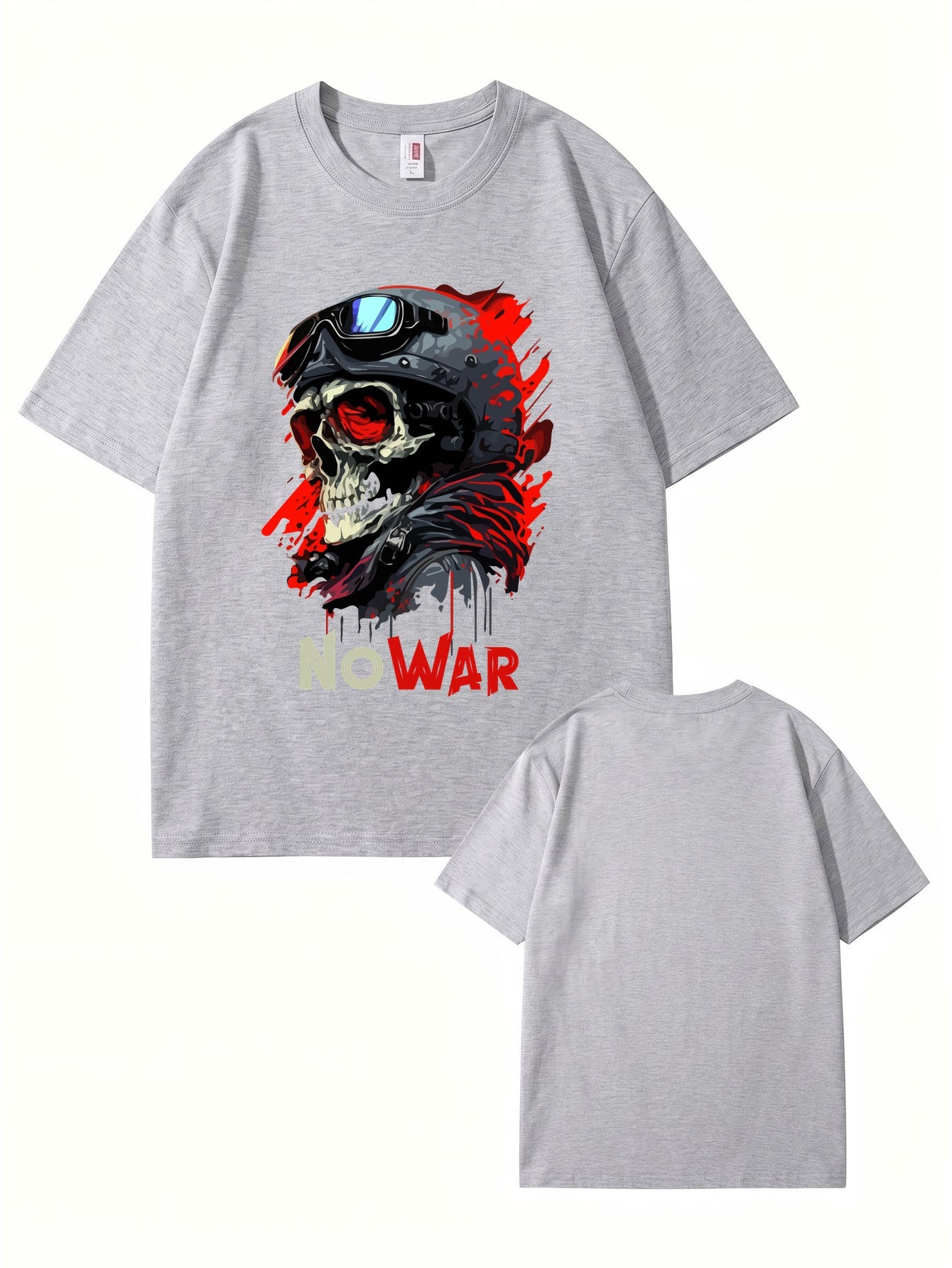 No War Skull Graphic T-Shirt - Premium Heavyweight Cotton Tee
