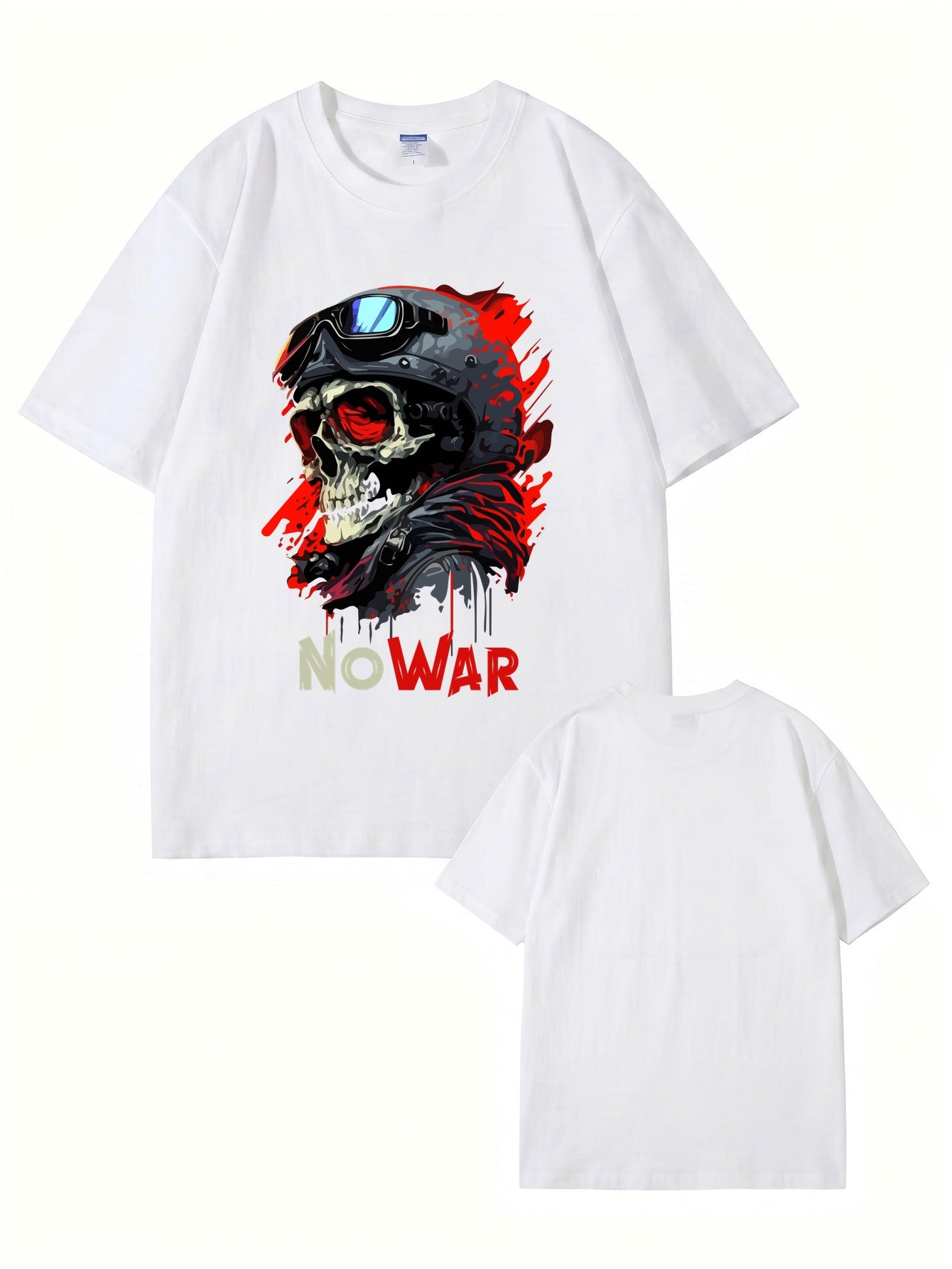 No War Skull Graphic T-Shirt - Premium Heavyweight Cotton Tee