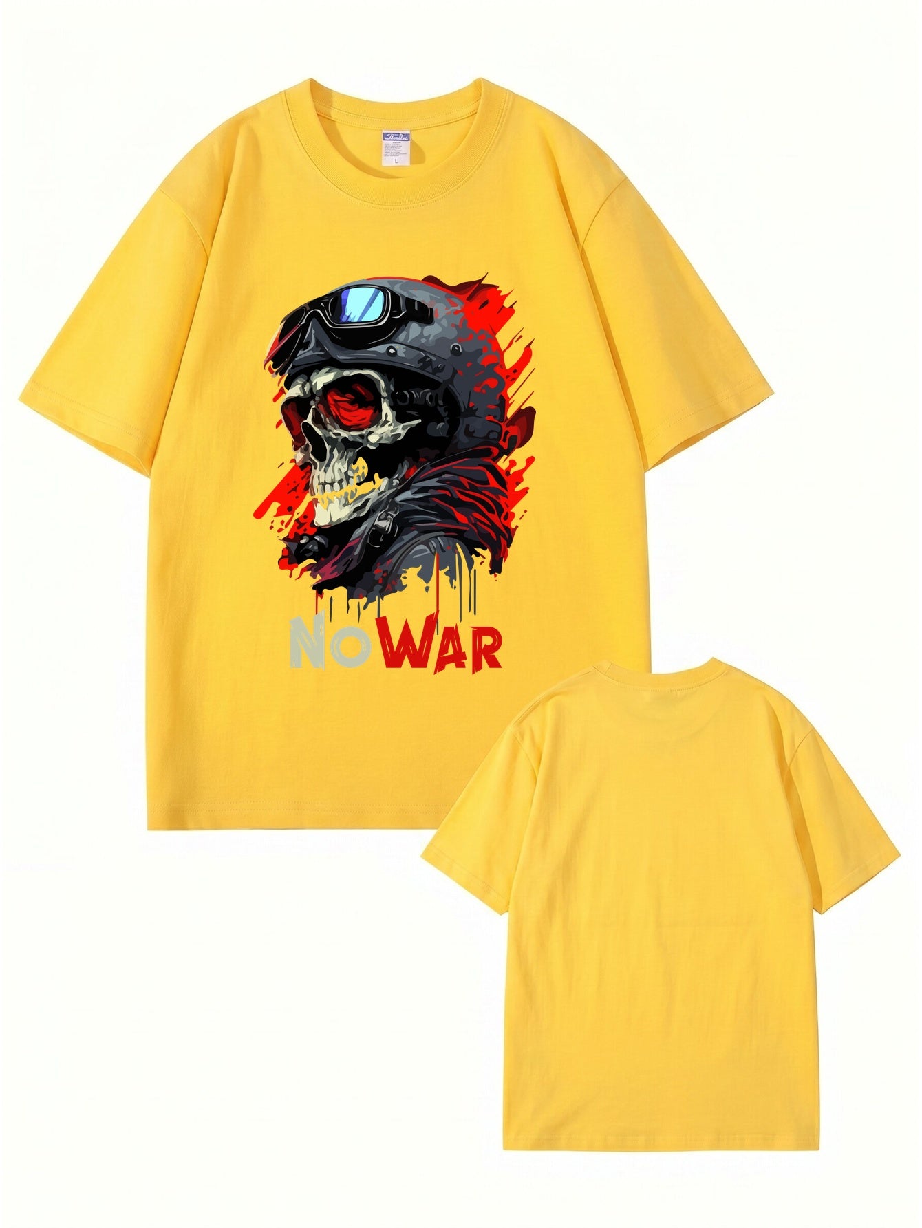 No War Skull Graphic T-Shirt - Premium Heavyweight Cotton Tee