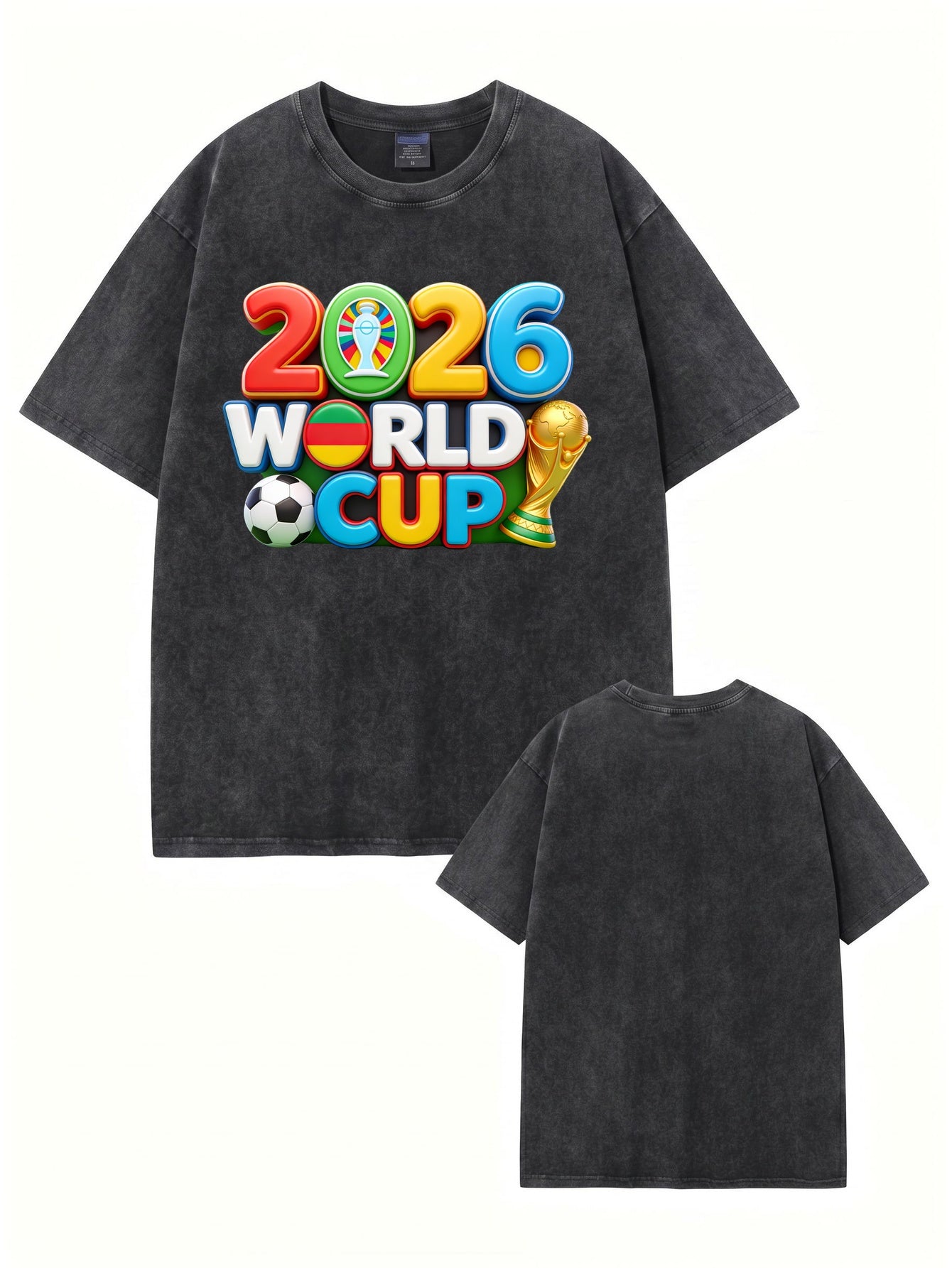 2026 World Cup Graphic T-Shirt - Vintage Washed Heavyweight Cotton Tee