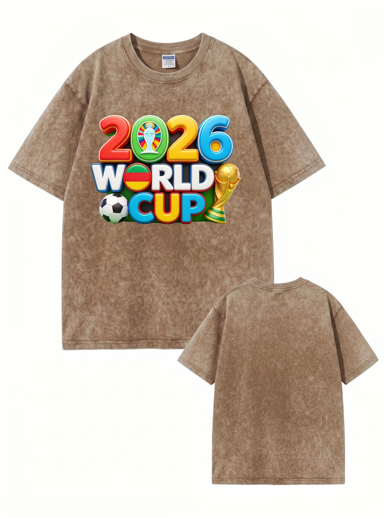 2026 World Cup Graphic T-Shirt - Vintage Washed Heavyweight Cotton Tee