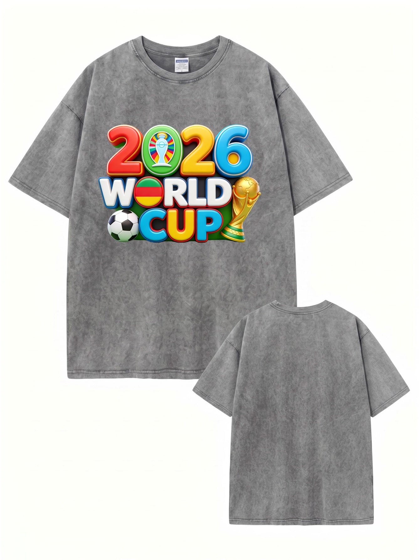 2026 World Cup Graphic T-Shirt - Vintage Washed Heavyweight Cotton Tee