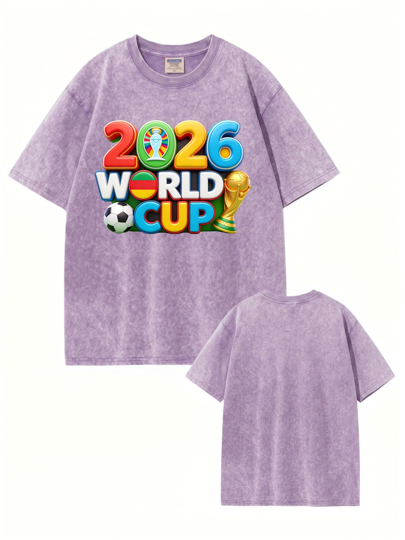 2026 World Cup Graphic T-Shirt - Vintage Washed Heavyweight Cotton Tee
