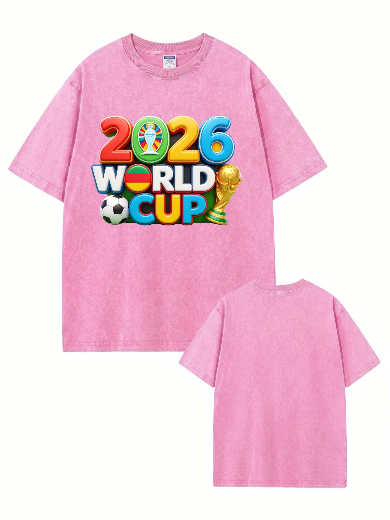 2026 World Cup Graphic T-Shirt - Vintage Washed Heavyweight Cotton Tee