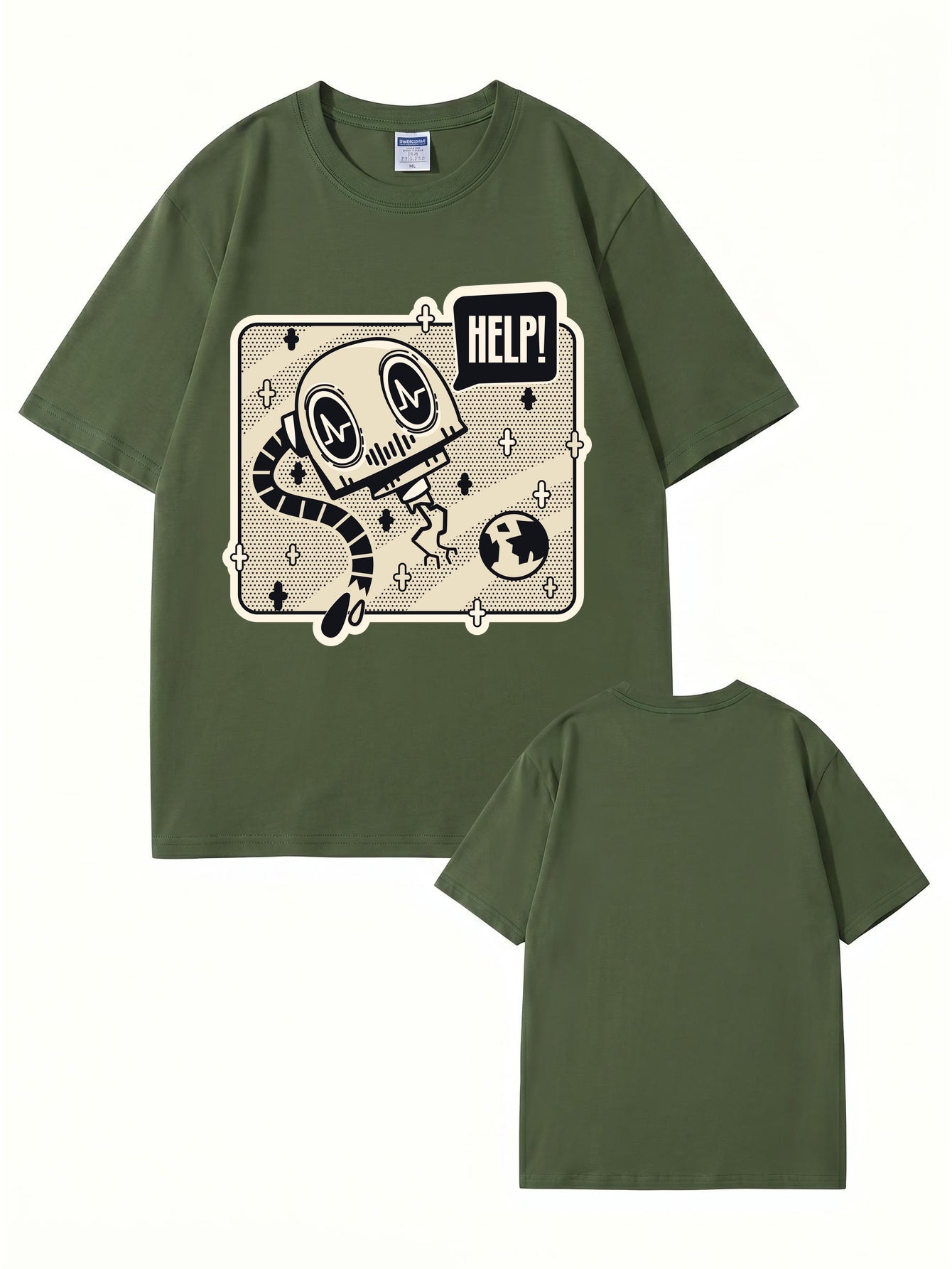 Help! Robot Graphic Print T-Shirt - Premium 200gsm Cotton Streetwear