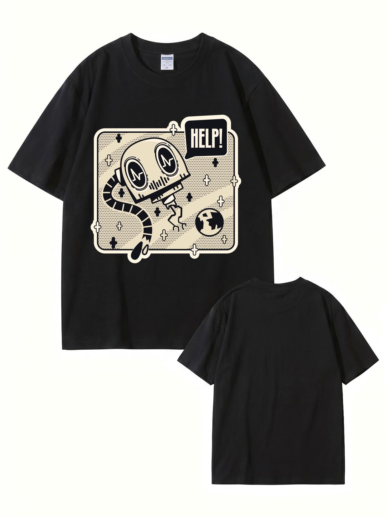 Help! Robot Graphic Print T-Shirt - Premium 200gsm Cotton Streetwear