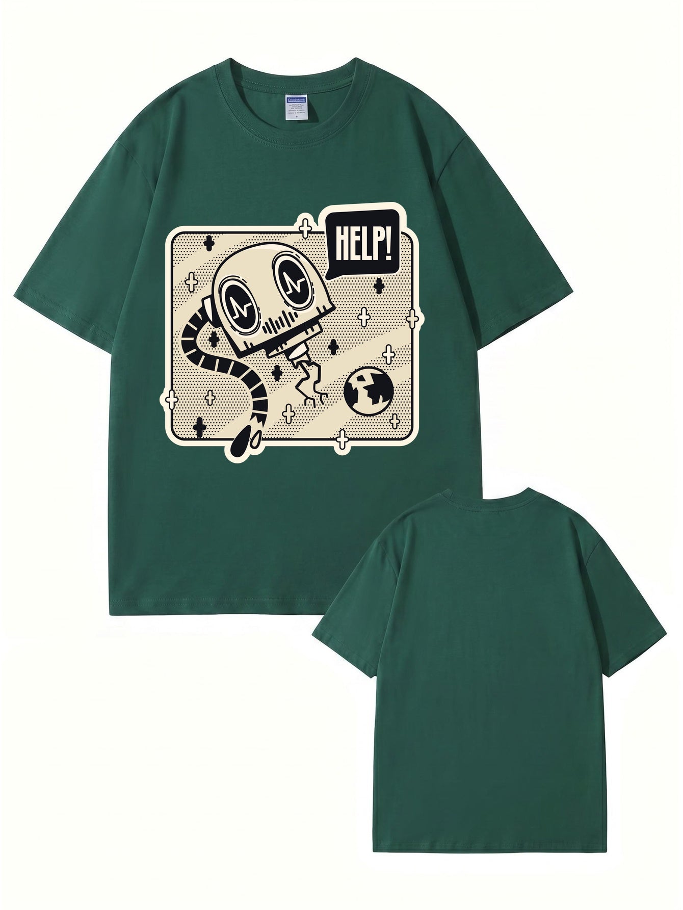 Help! Robot Graphic Print T-Shirt - Premium 200gsm Cotton Streetwear