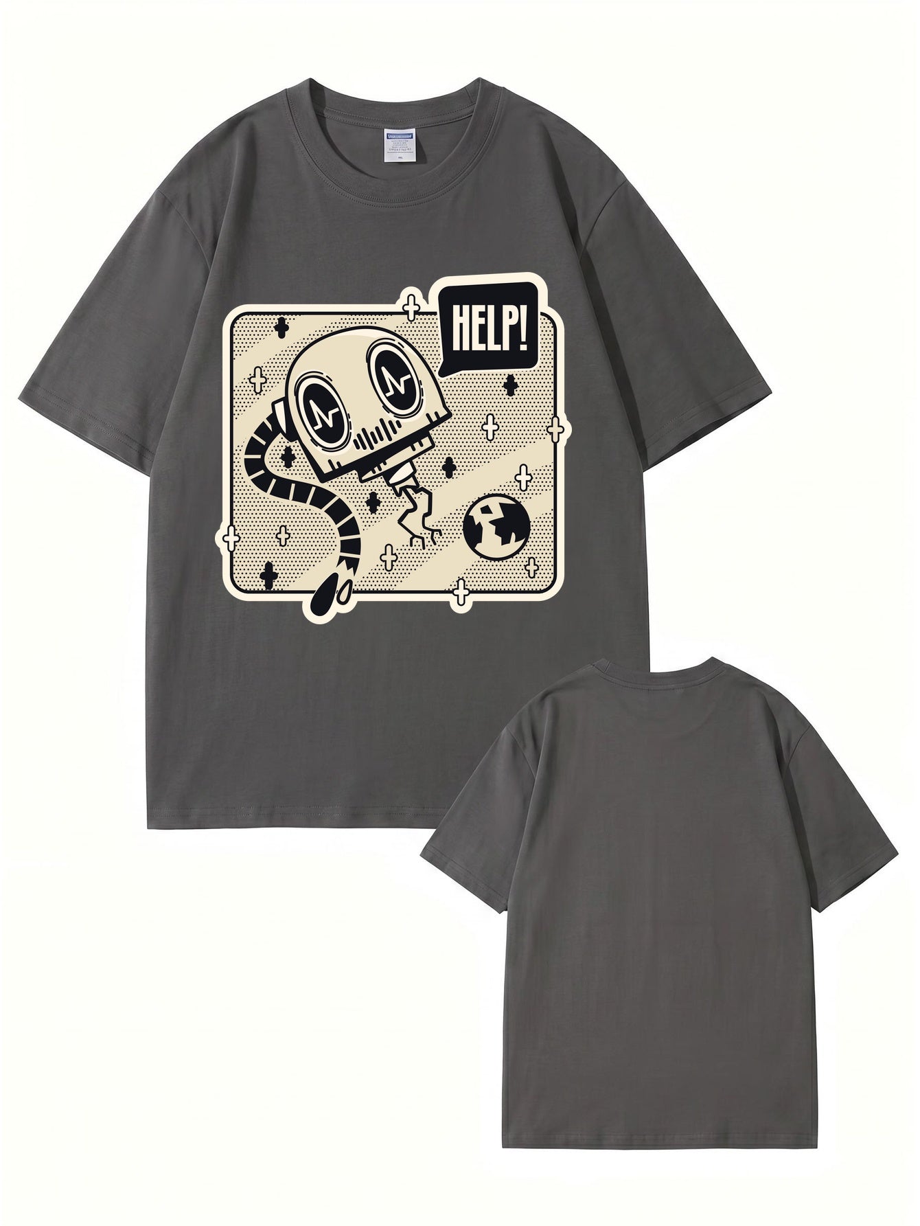 Help! Robot Graphic Print T-Shirt - Premium 200gsm Cotton Streetwear