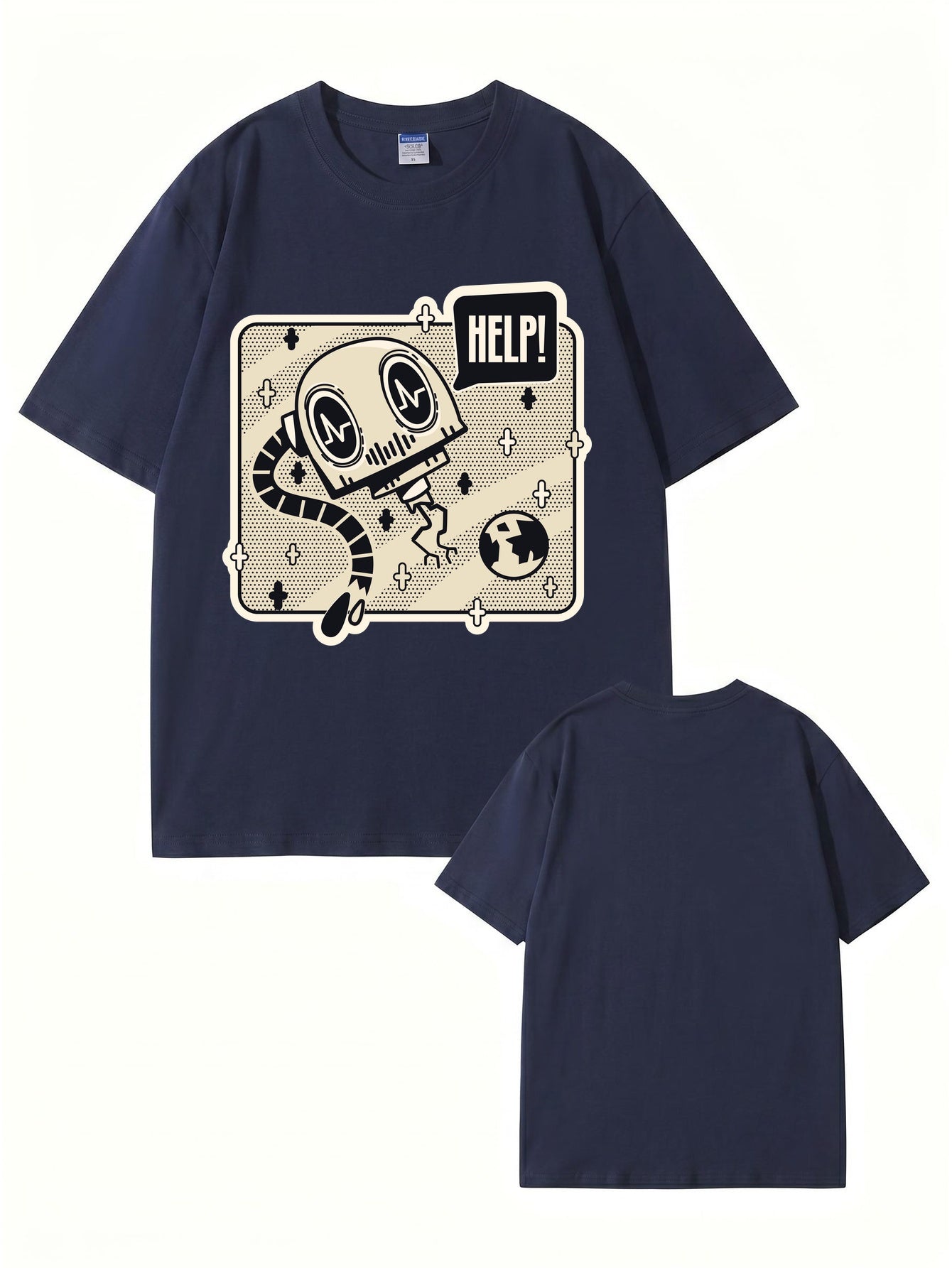 Help! Robot Graphic Print T-Shirt - Premium 200gsm Cotton Streetwear