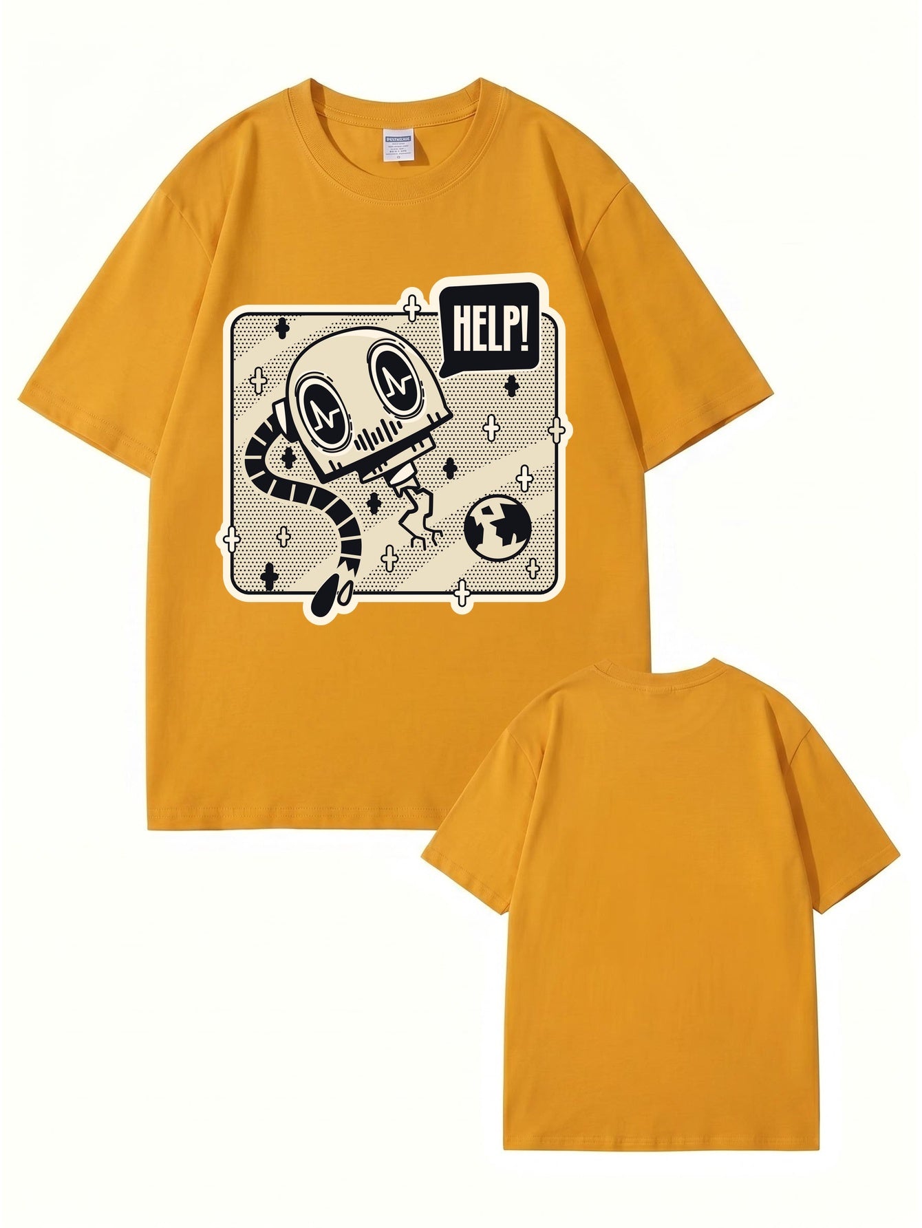 Help! Robot Graphic Print T-Shirt - Premium 200gsm Cotton Streetwear