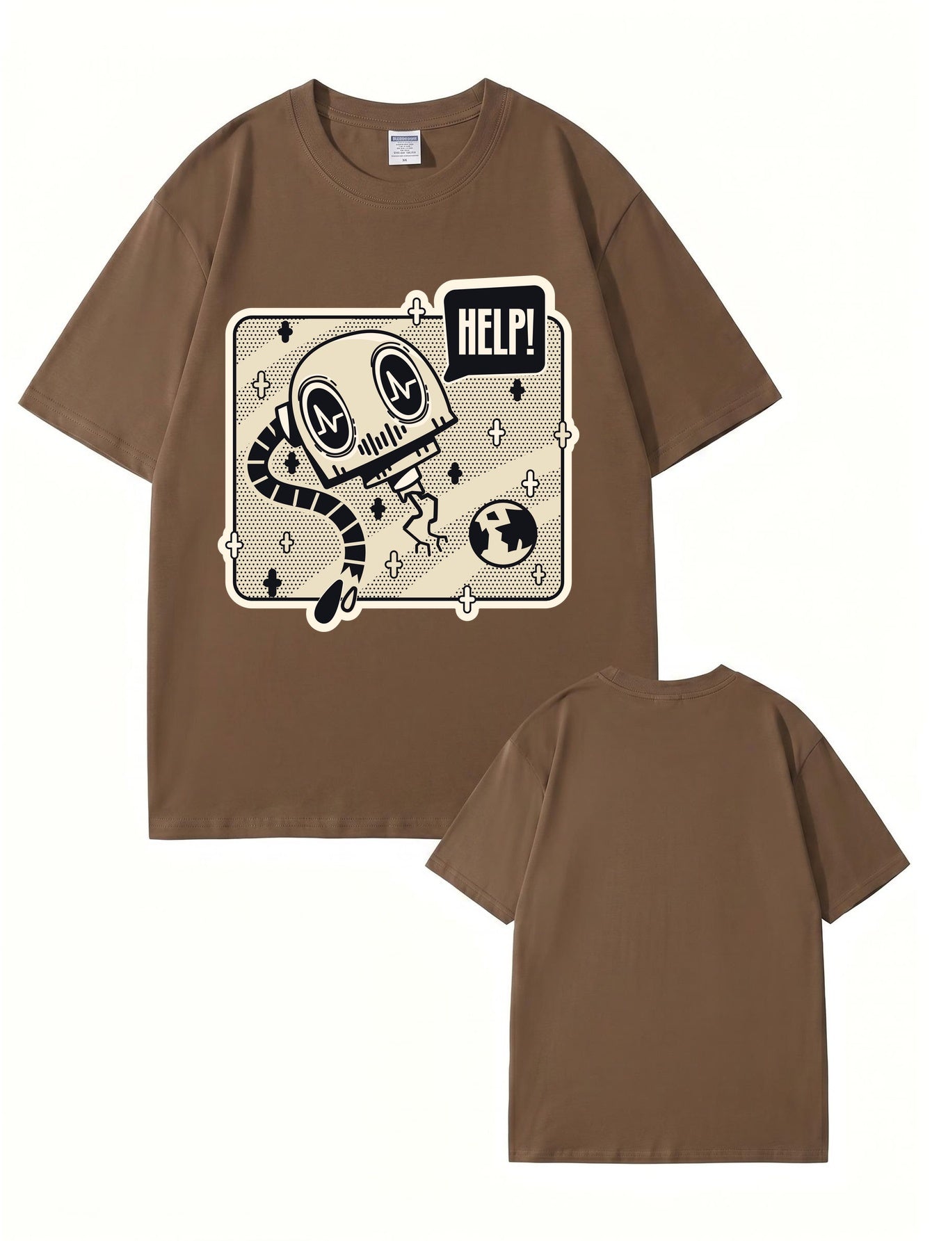 Help! Robot Graphic Print T-Shirt - Premium 200gsm Cotton Streetwear