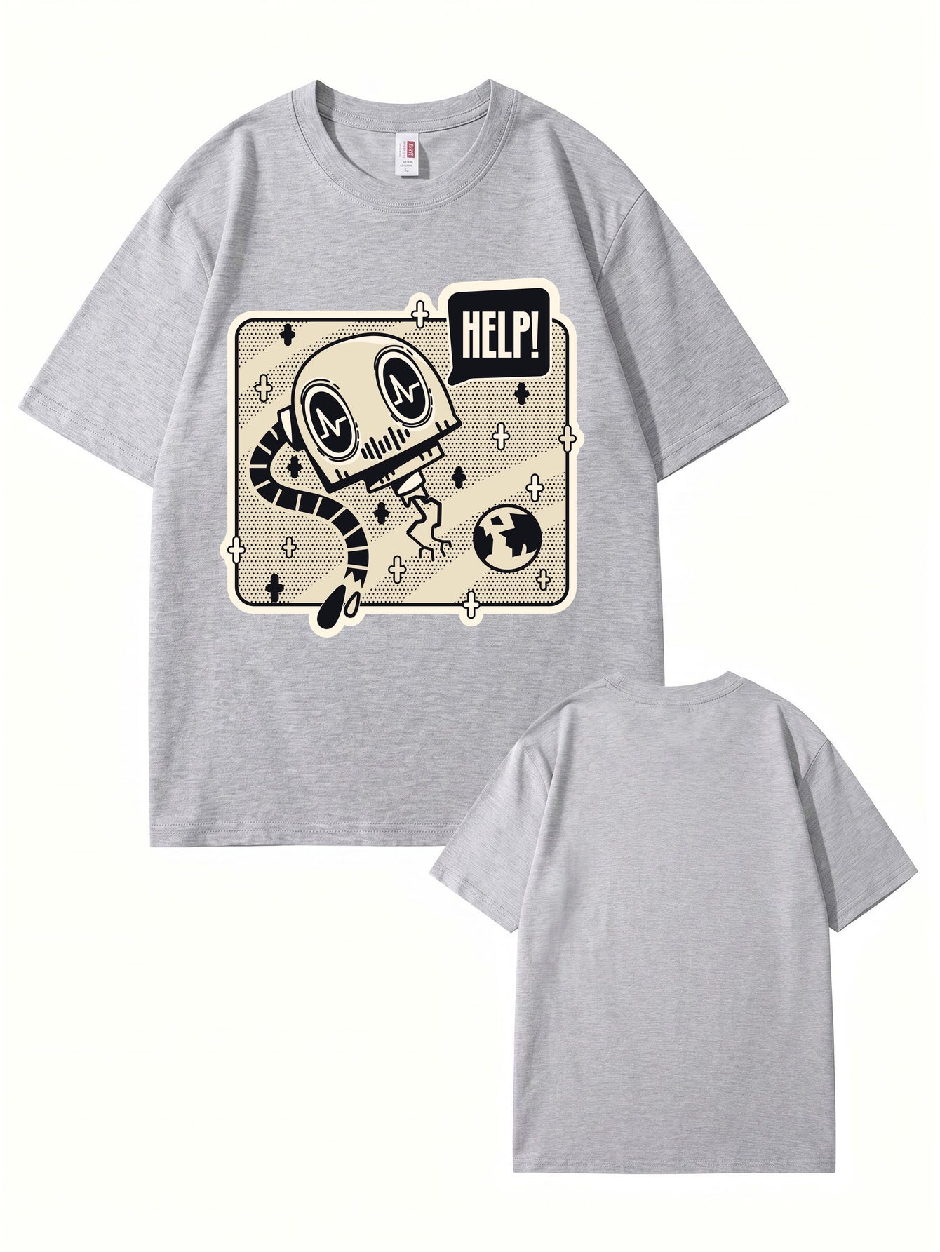 Help! Robot Graphic Print T-Shirt - Premium 200gsm Cotton Streetwear