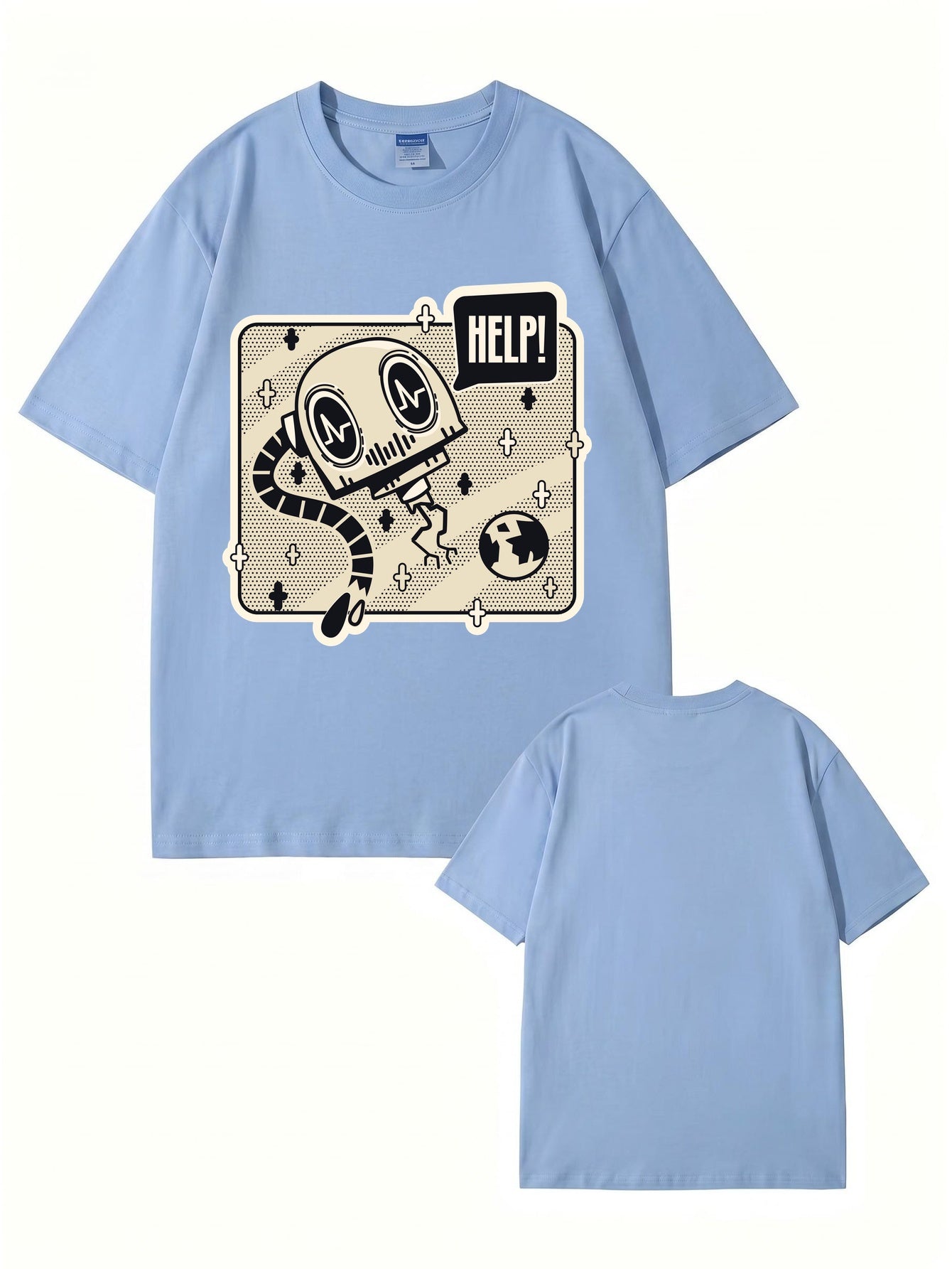 Help! Robot Graphic Print T-Shirt - Premium 200gsm Cotton Streetwear