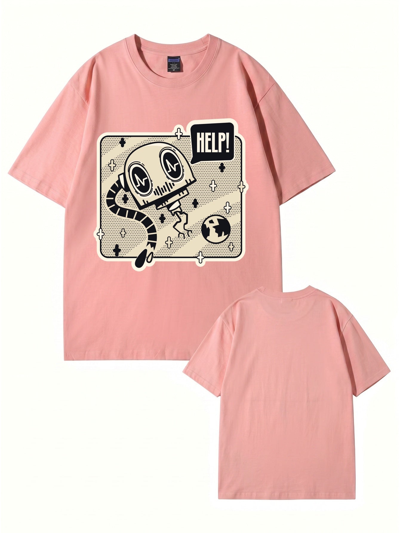 Help! Robot Graphic Print T-Shirt - Premium 200gsm Cotton Streetwear