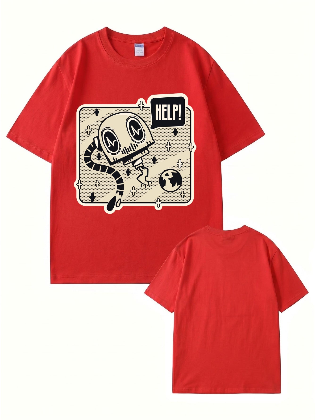 Help! Robot Graphic Print T-Shirt - Premium 200gsm Cotton Streetwear